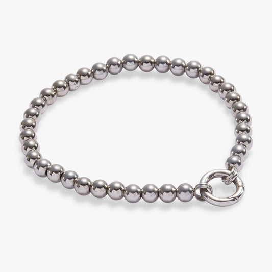 Beaded Stretch Charm Base Stainless Steel Silver