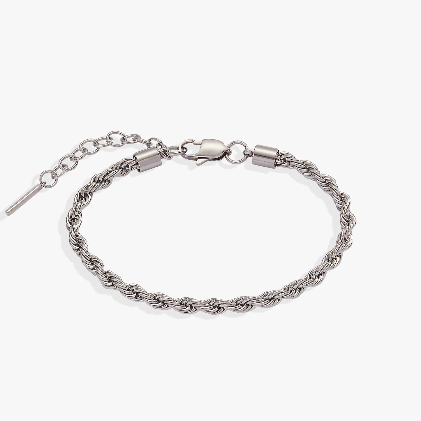 French Rope Stainless Adjustable Bracelet Stainless Steel Silver