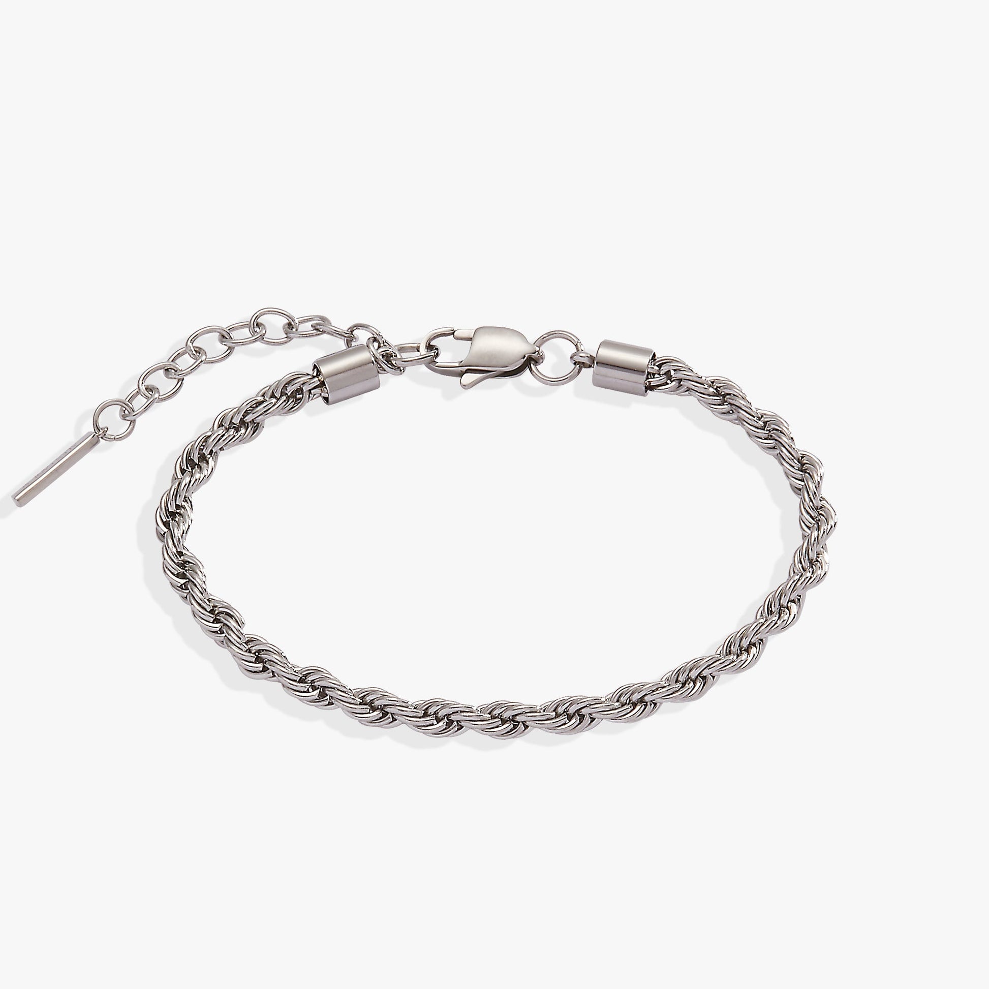 French Rope Stainless Adjustable Bracelet Stainless Steel Silver