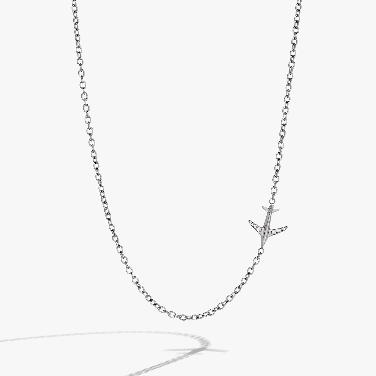 Airplane Inline Necklace Stainless Steel Gold