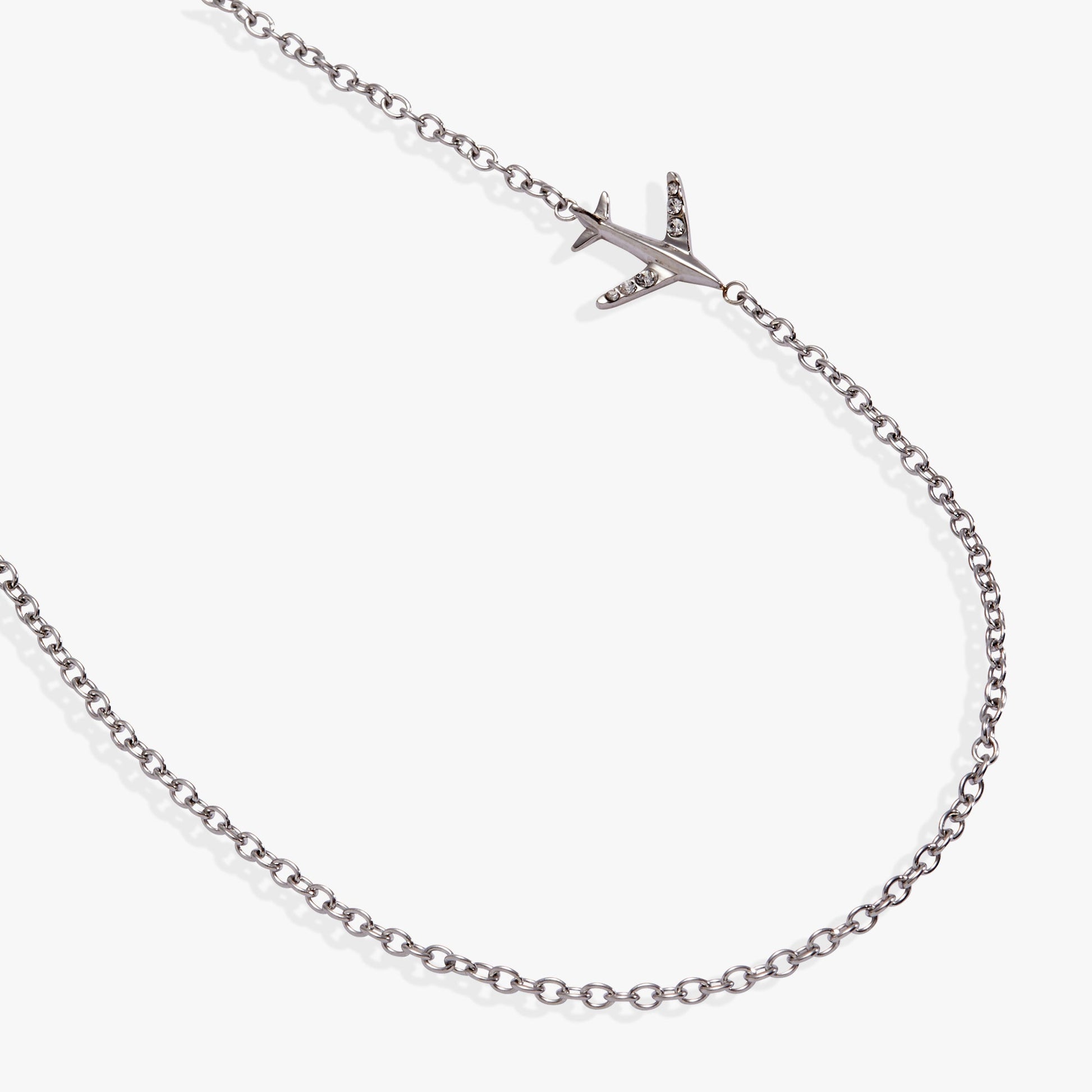 Airplane Inline Necklace Stainless Steel Gold