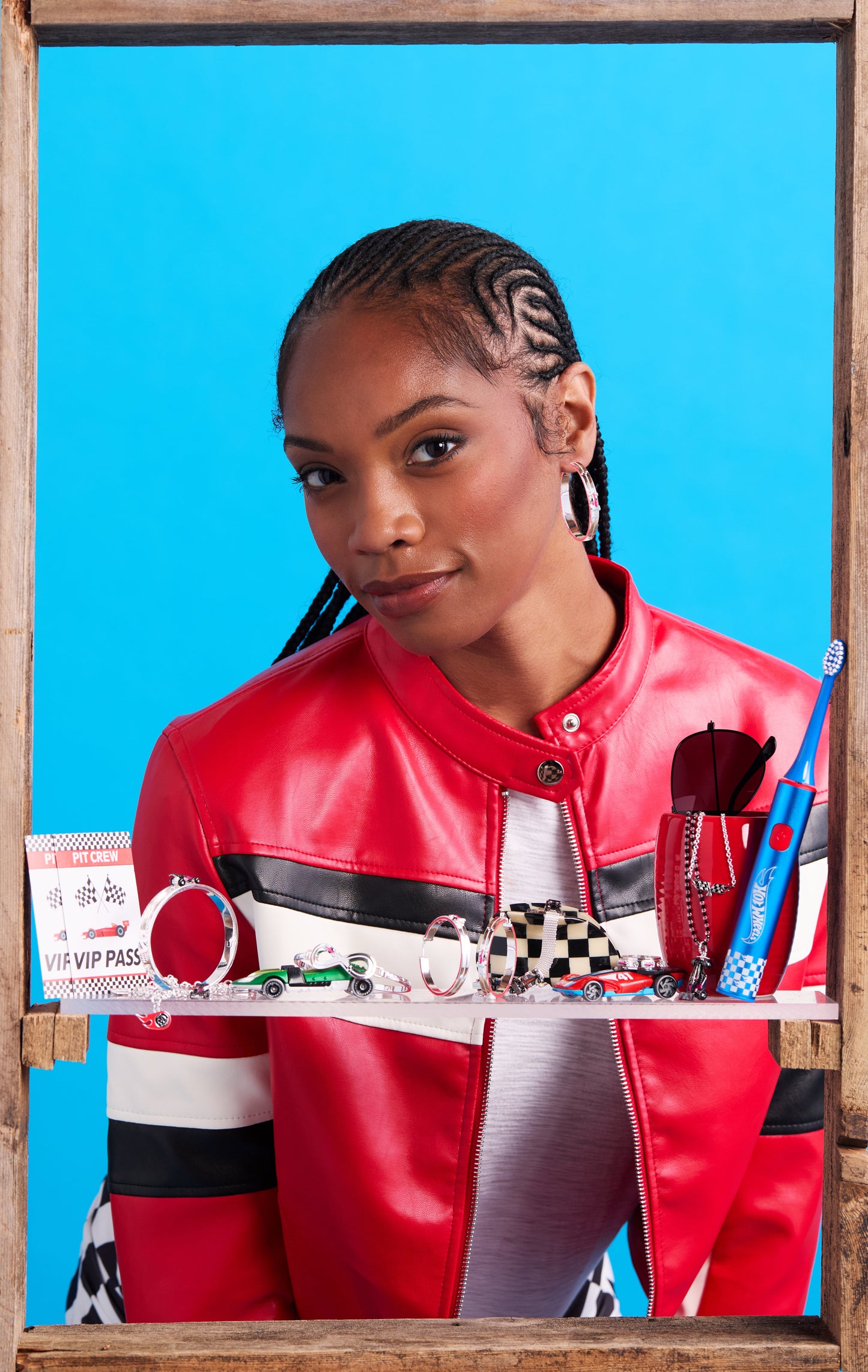 Hot Wheels™ Checkered Flag Necklace Silver