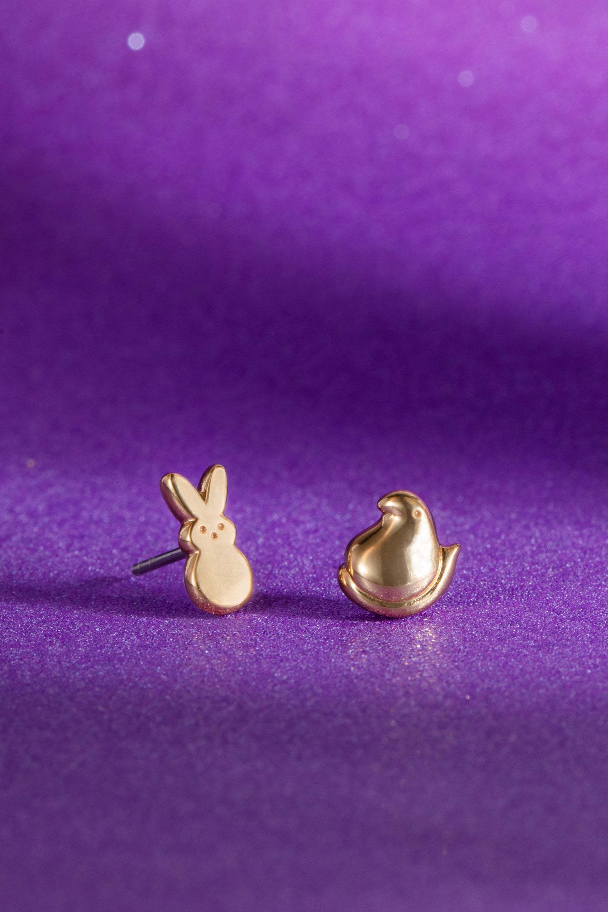 PEEPS® Bunny and Chick Stud Earrings Gold