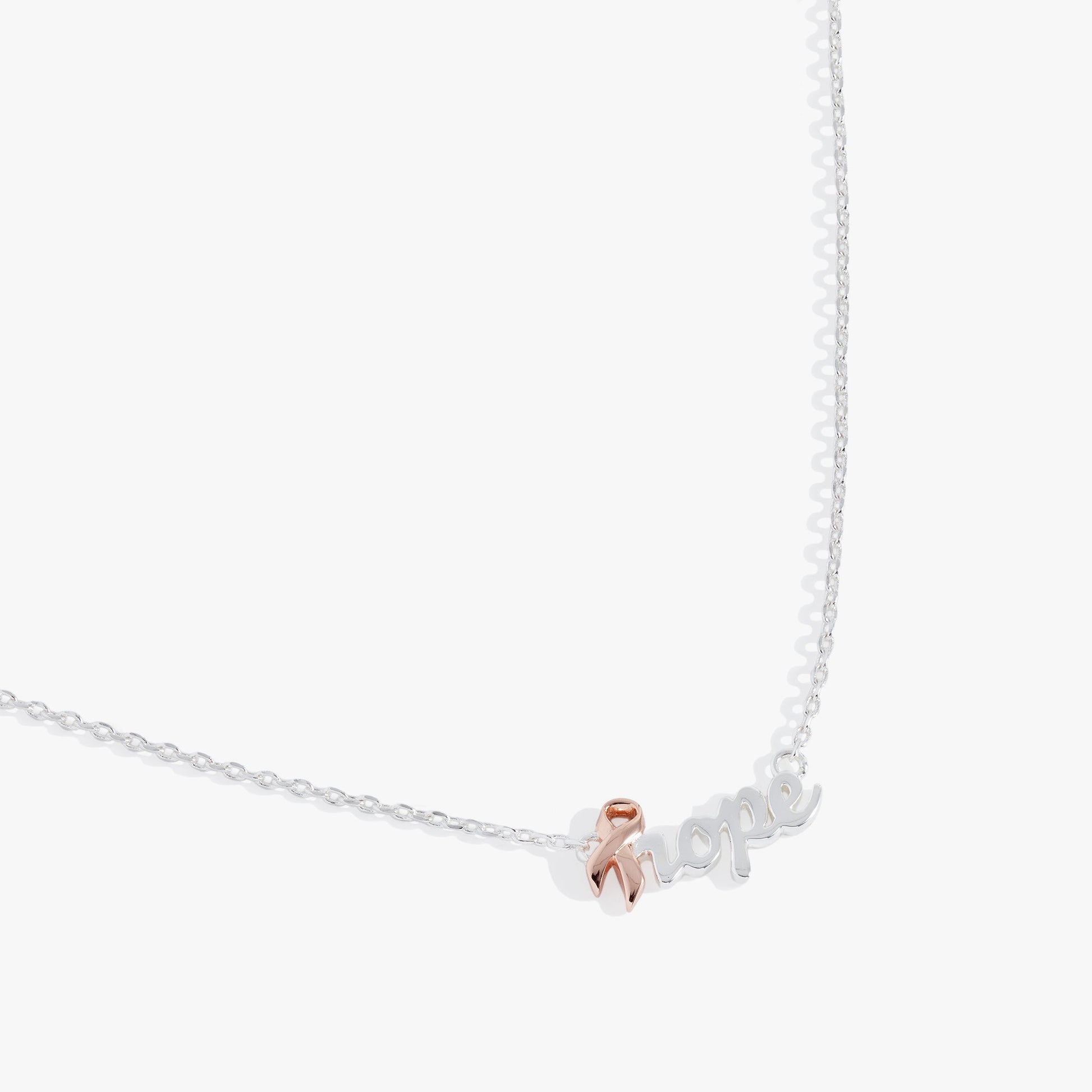 Hope Breast Cancer Awareness Pink Ribbon Hope Necklace Two Tone