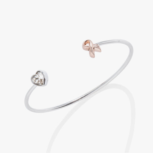 Breast Cancer Awareness Pink Ribbon Flex Cuff Two Tone