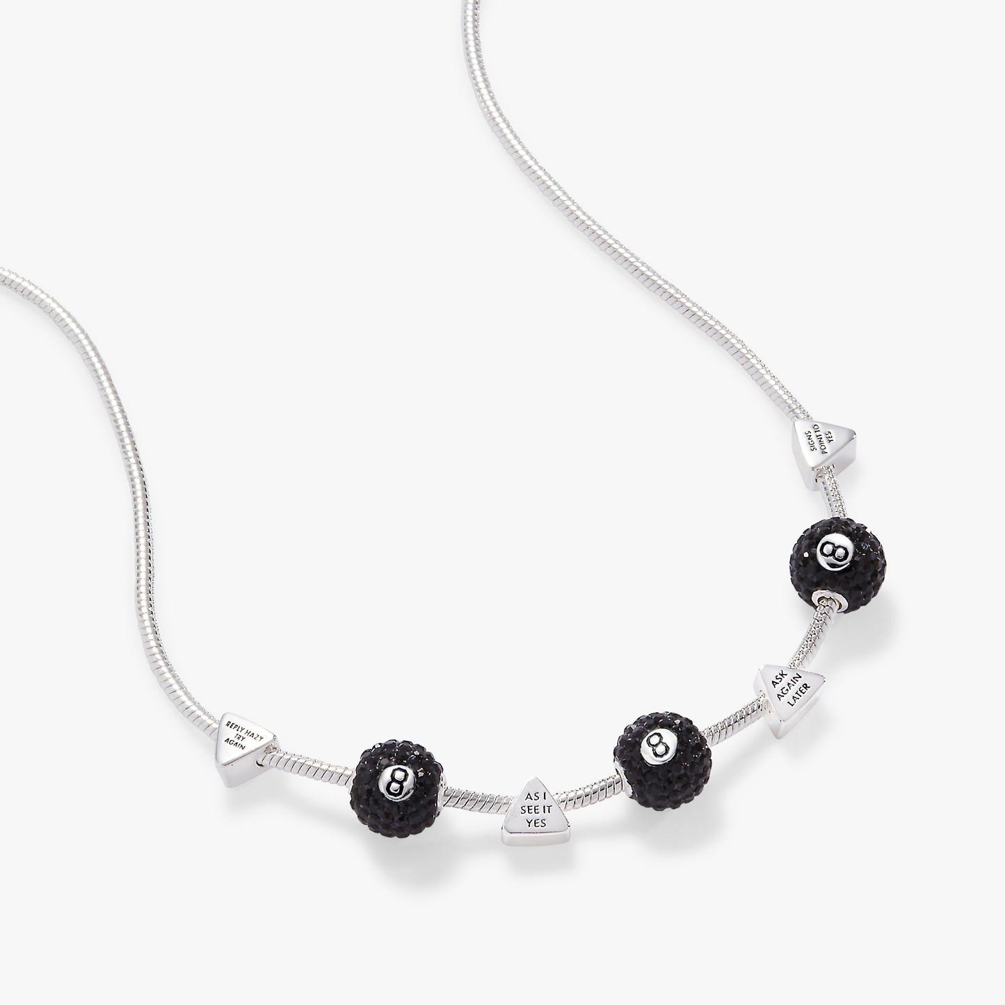 Magic 8 Ball™ Slider Charm Necklace Silver