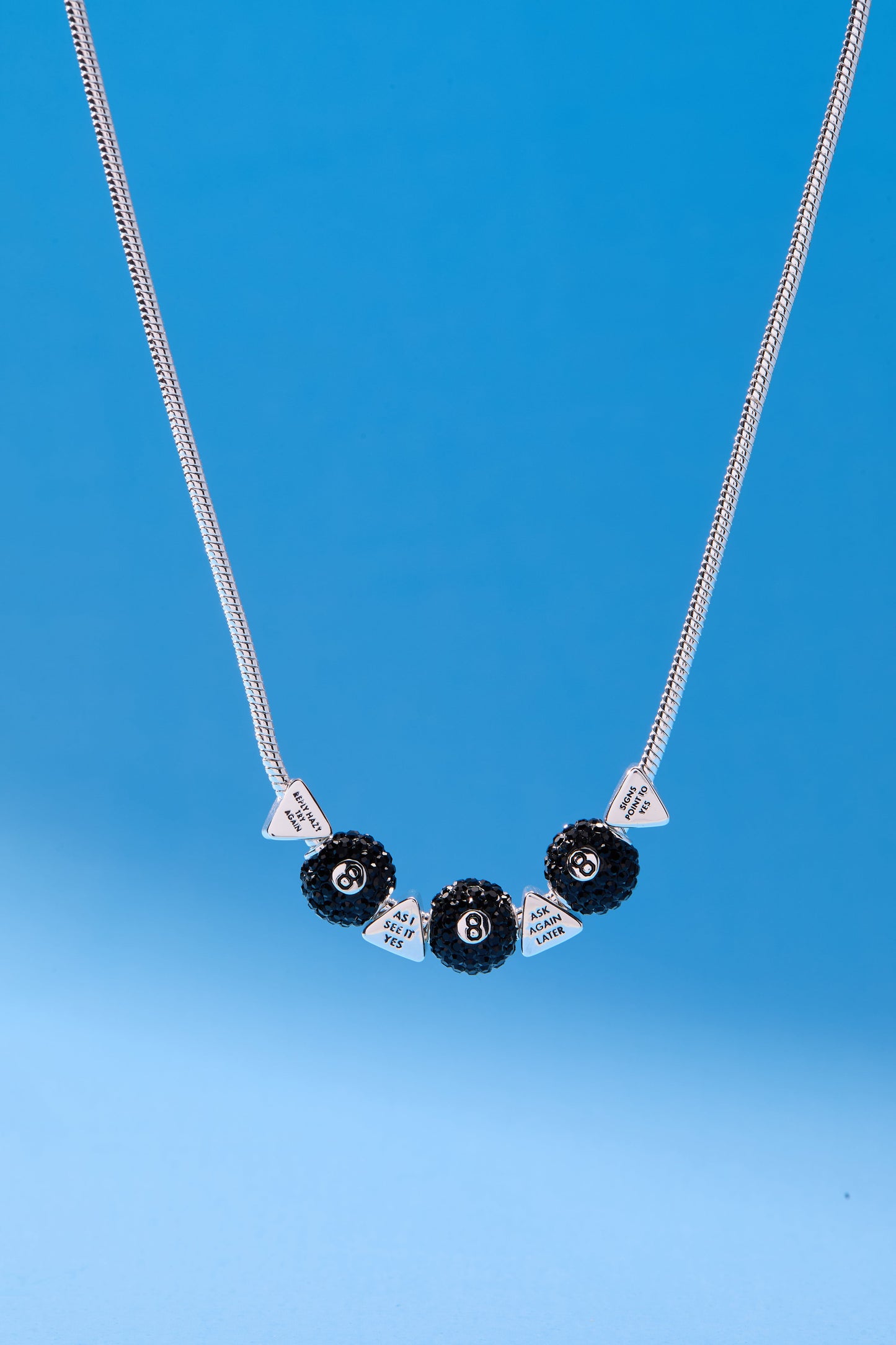 Magic 8 Ball™ Slider Charm Necklace Silver