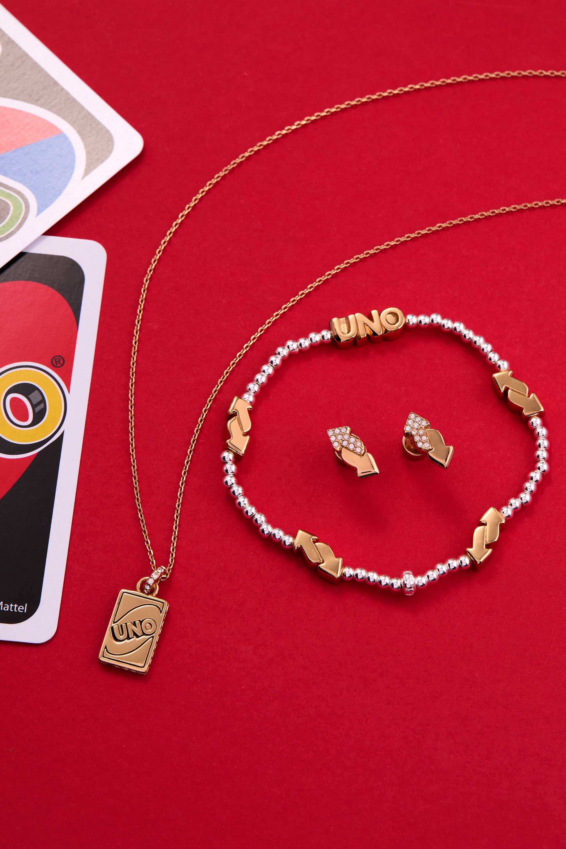 UNO™ Reverse Symbol Stationed Stretch Bracelet Two Tone