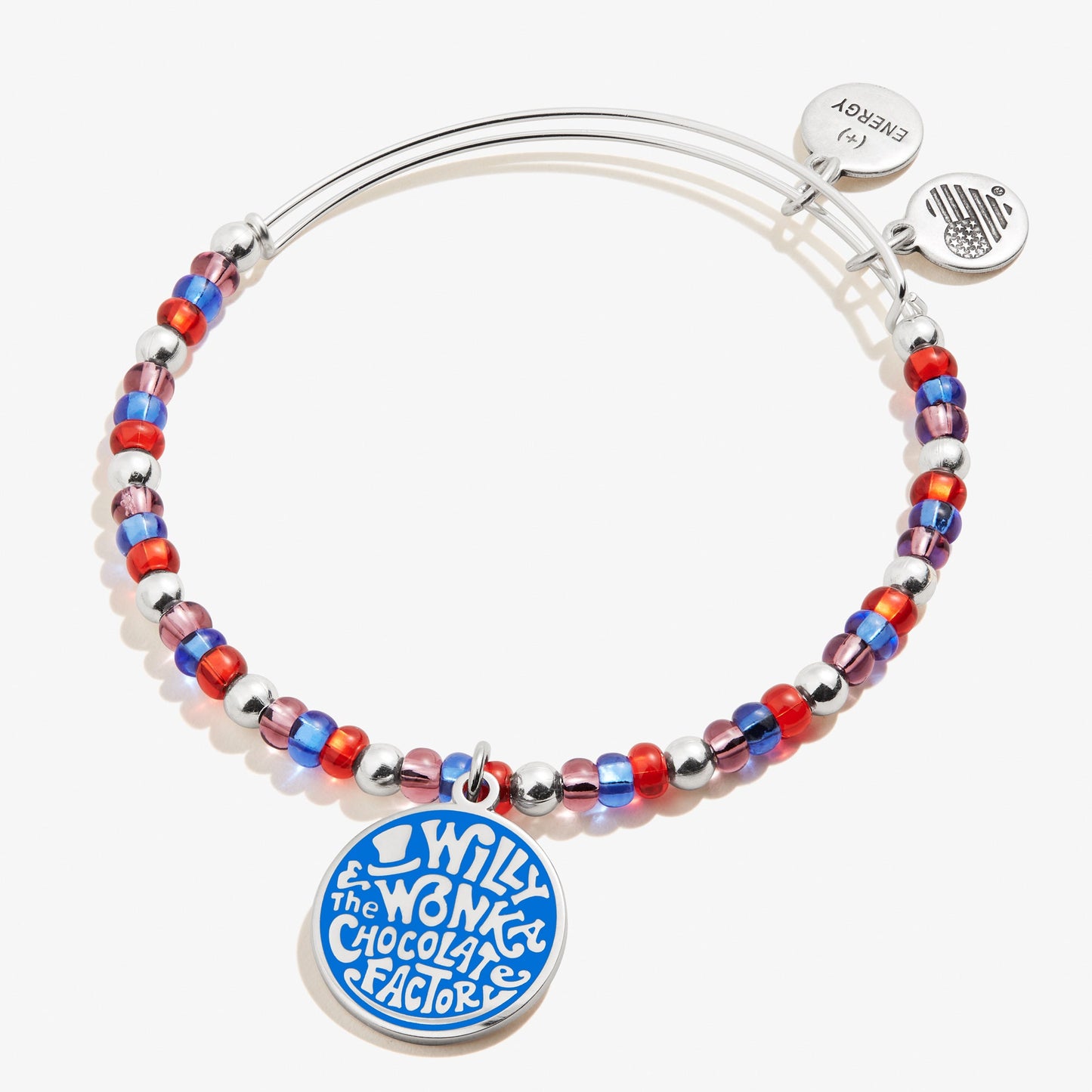 Willy Wonka Chocolate Factory' Beaded Charm Bangle Silver