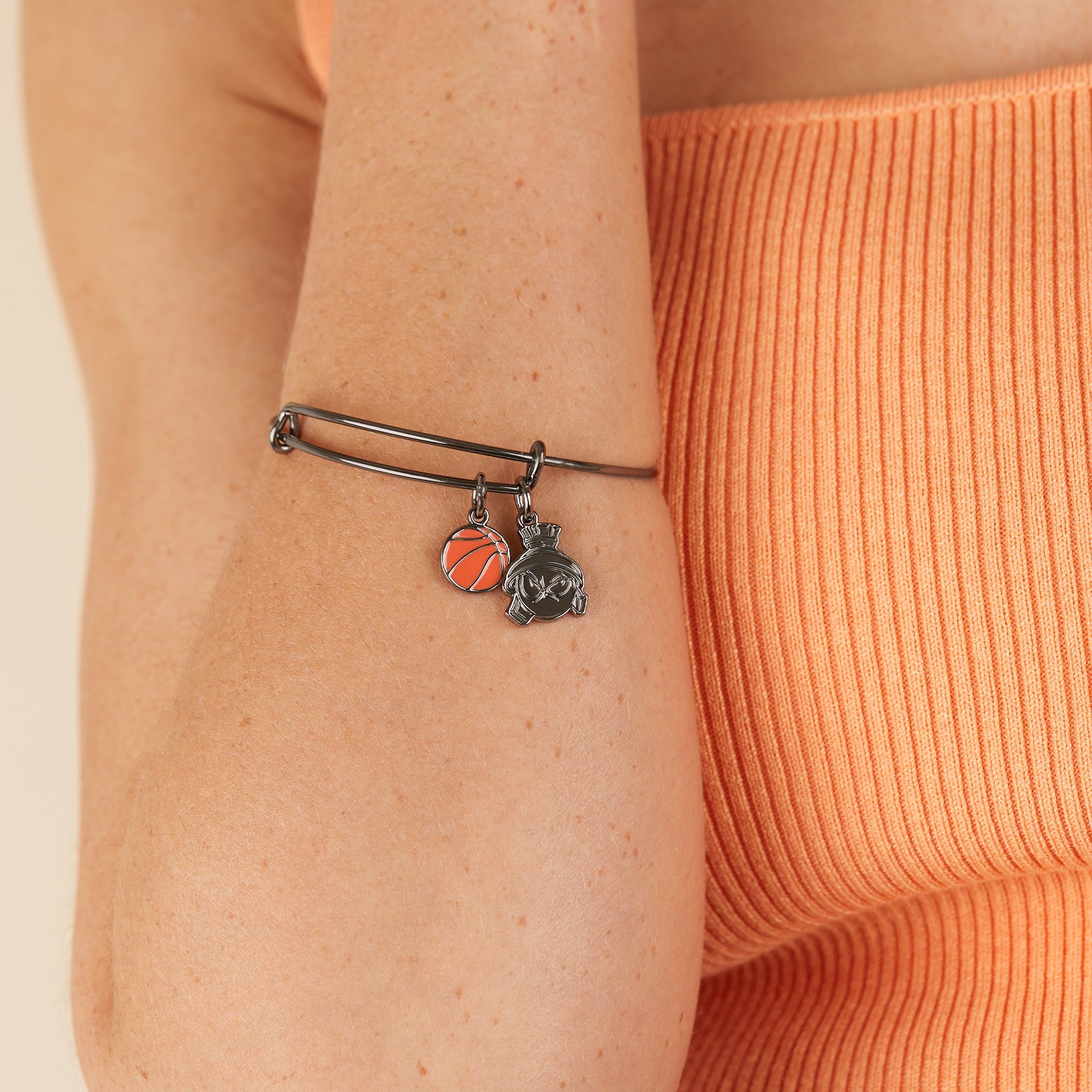 Space Jam Marvin the Martian Duo Charm Bangle - Alex and Ani Midnight Silver