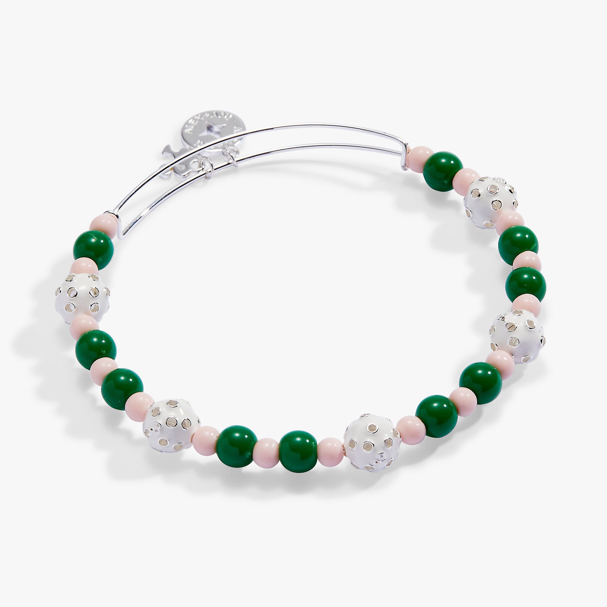 Barbie™ Pickleball Beaded Charm Bangle Silver