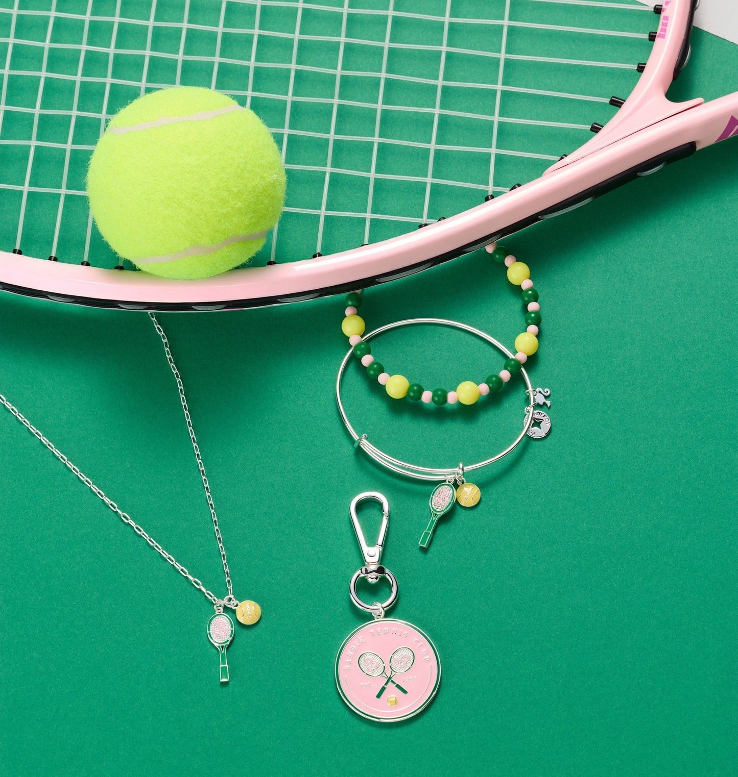 Barbie™ Tennis Beaded Charm Bangle Silver