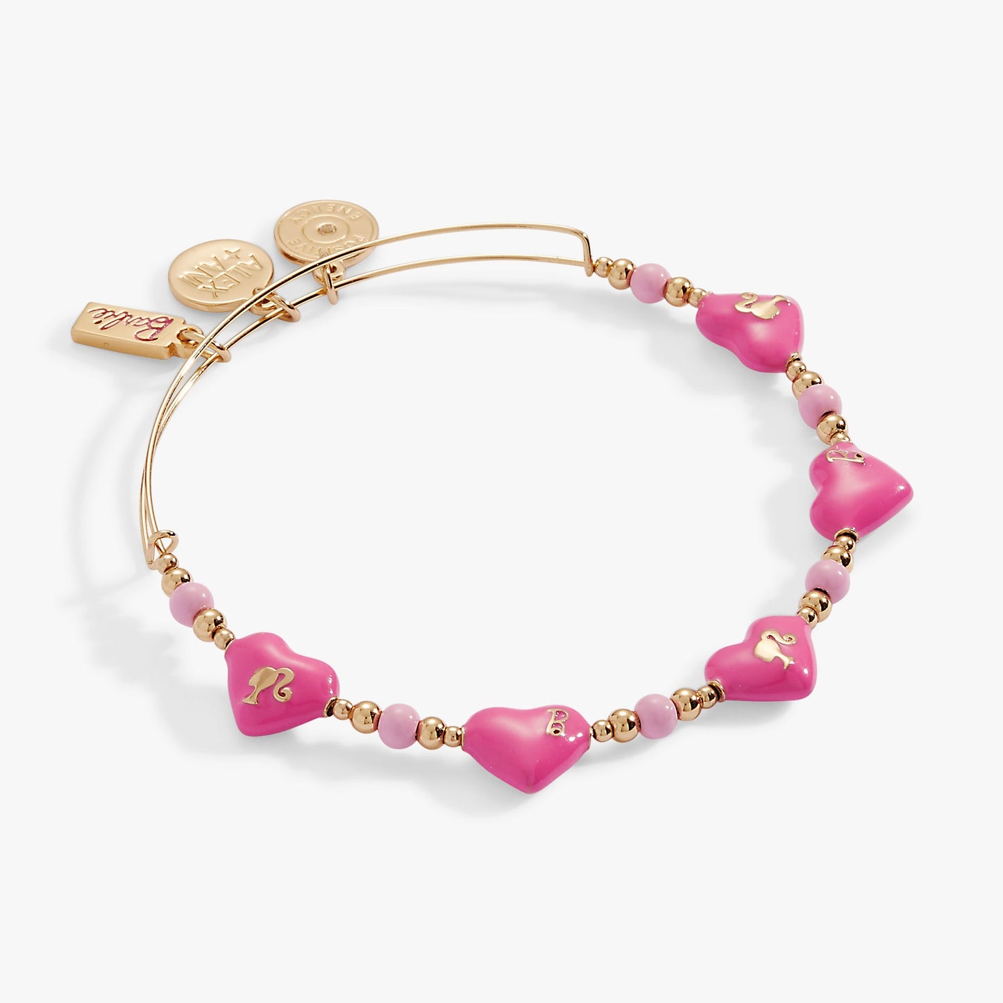 Barbie™ Logo Heart Beaded Bangle Gold
