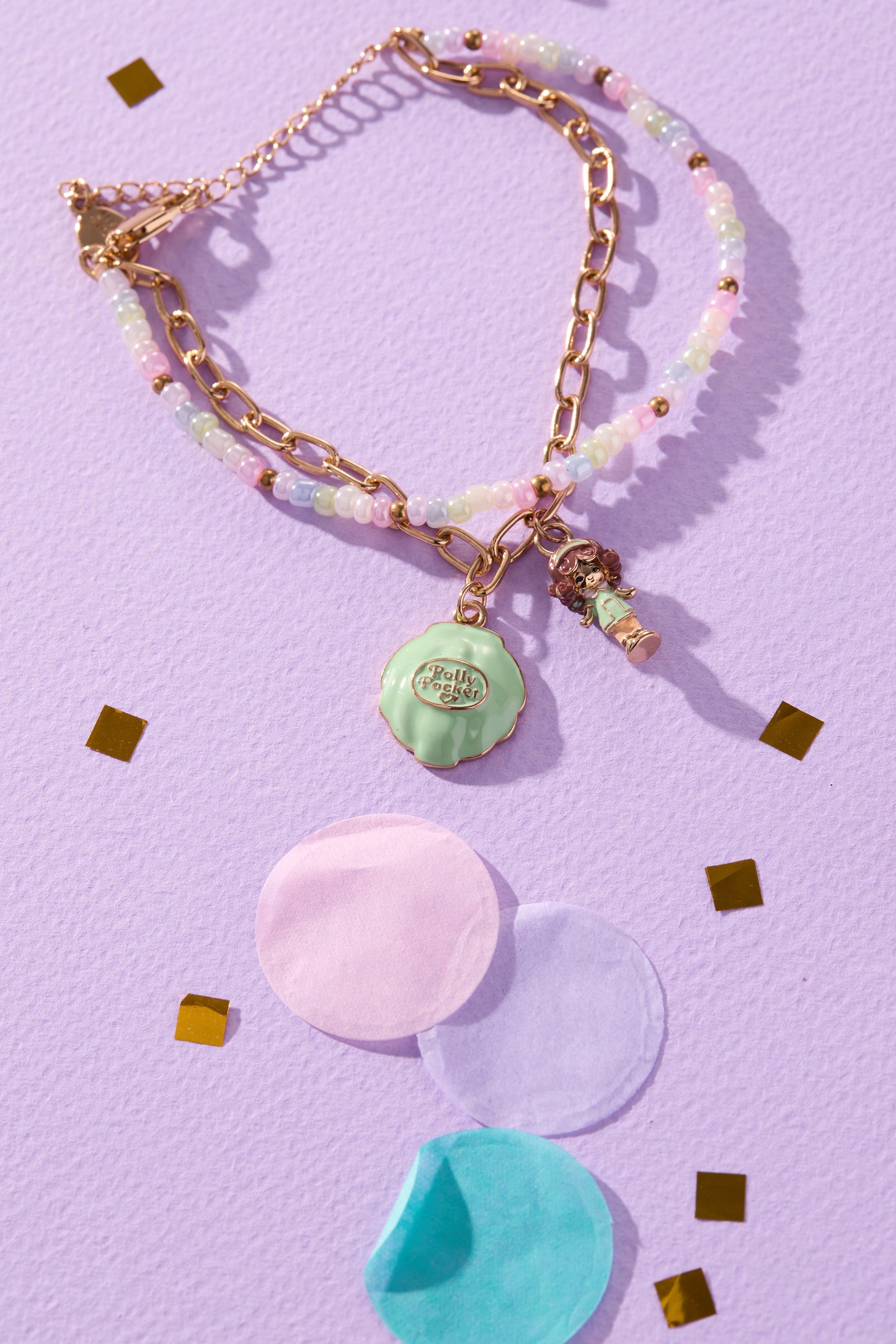 Polly Pocket™ 2 Row Charm Bracelet Gold