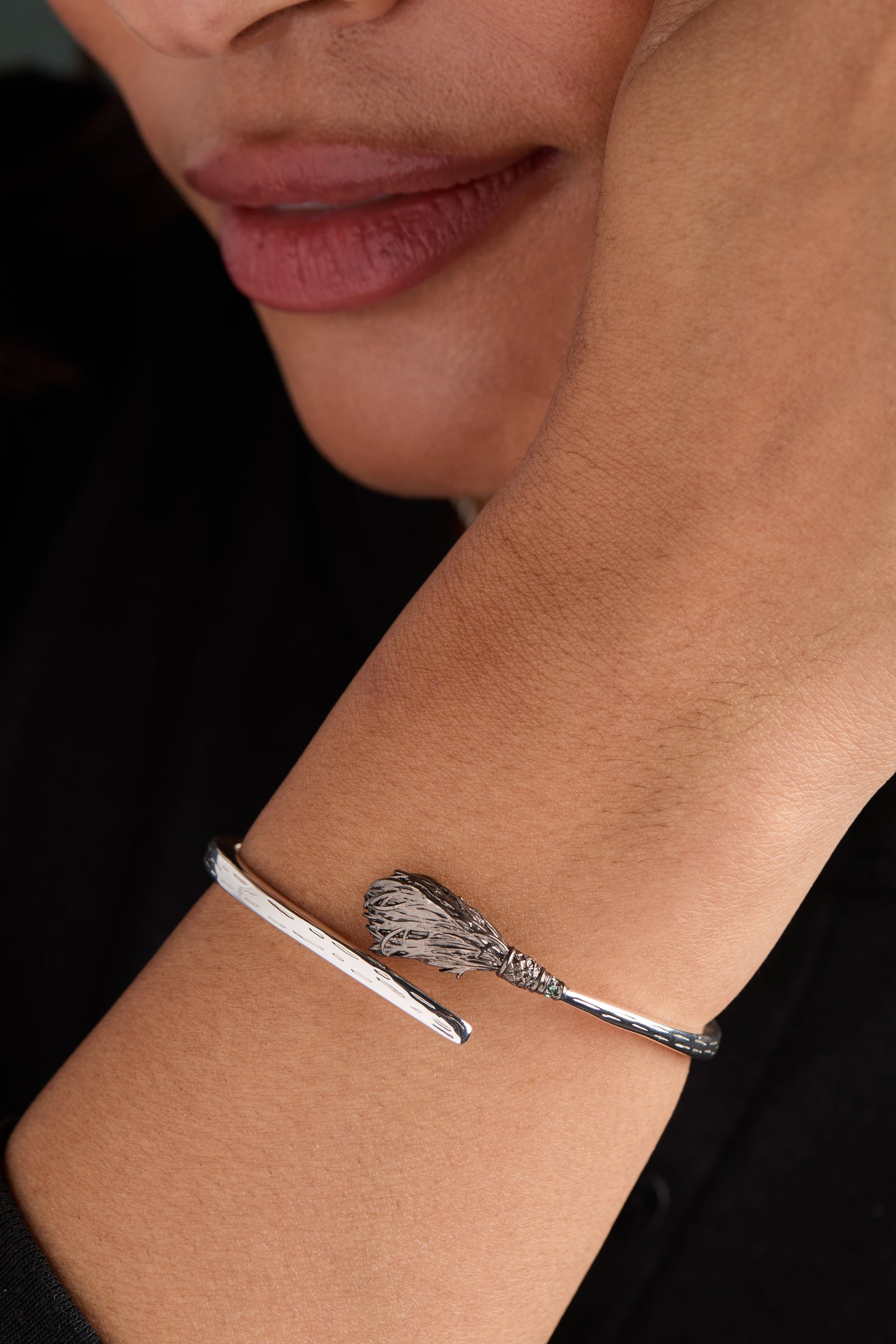 The Wizard of Oz™ Wicked Witch Broom Bypass Cuff Silver