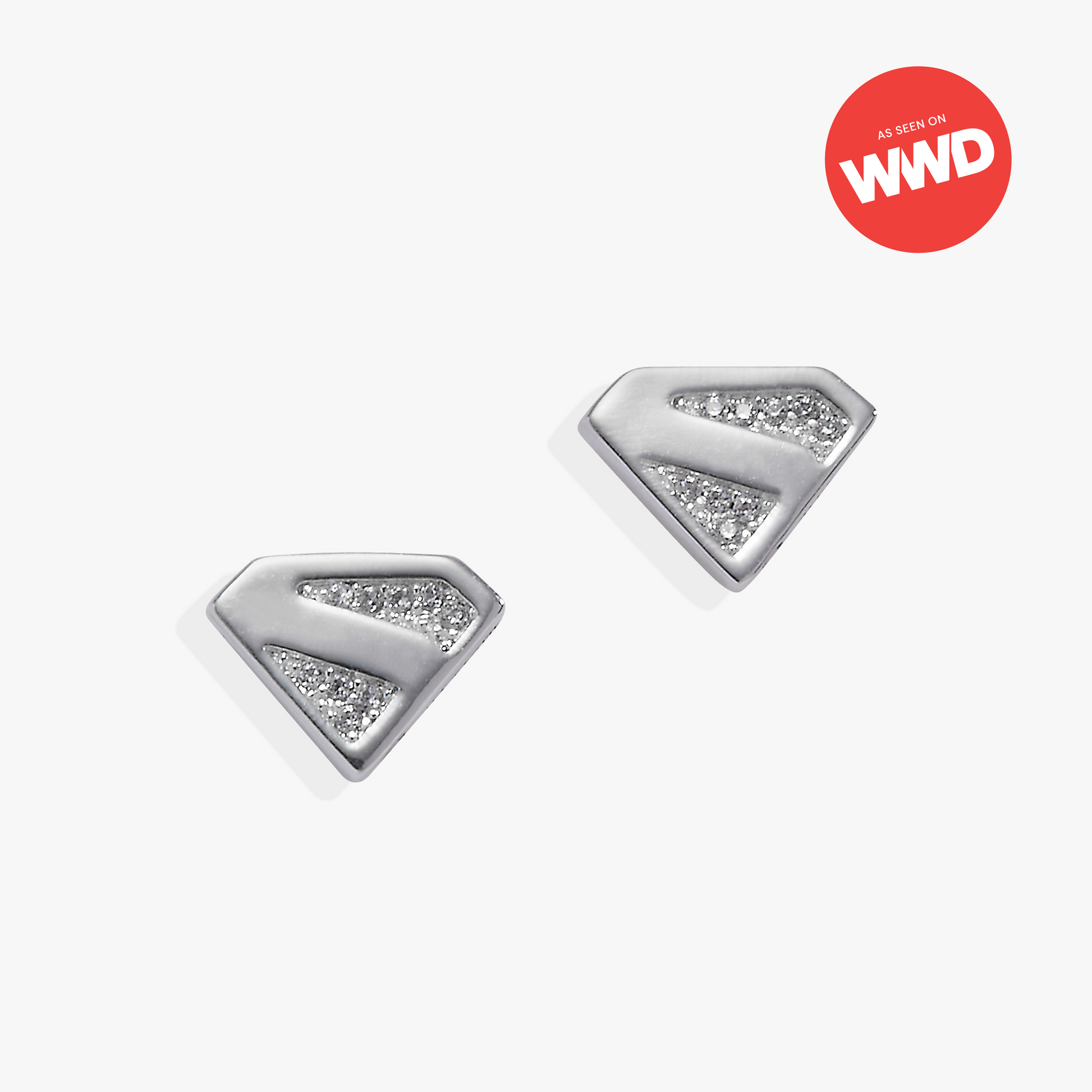 SUPERMAN™ Pave Logo Stud Silver