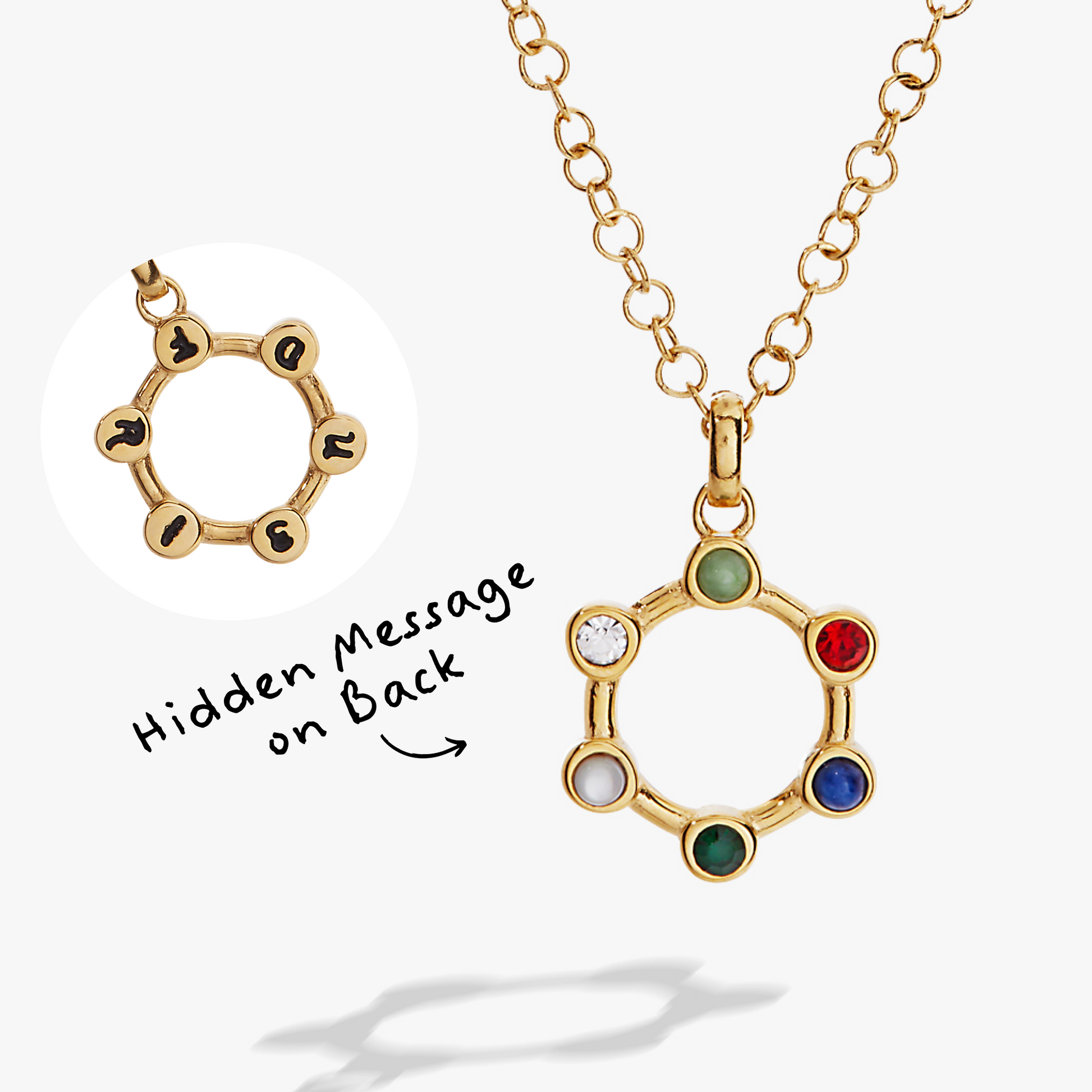 Friend Crystal Necklace Stainless Steel Gold