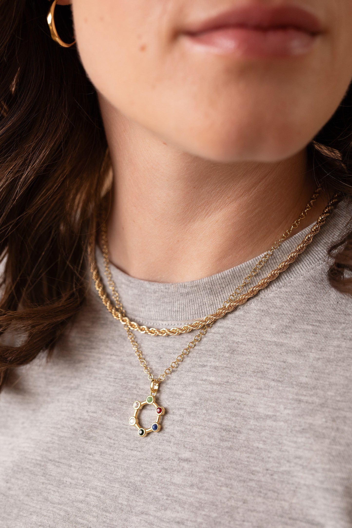 Friend Crystal Necklace Stainless Steel Gold