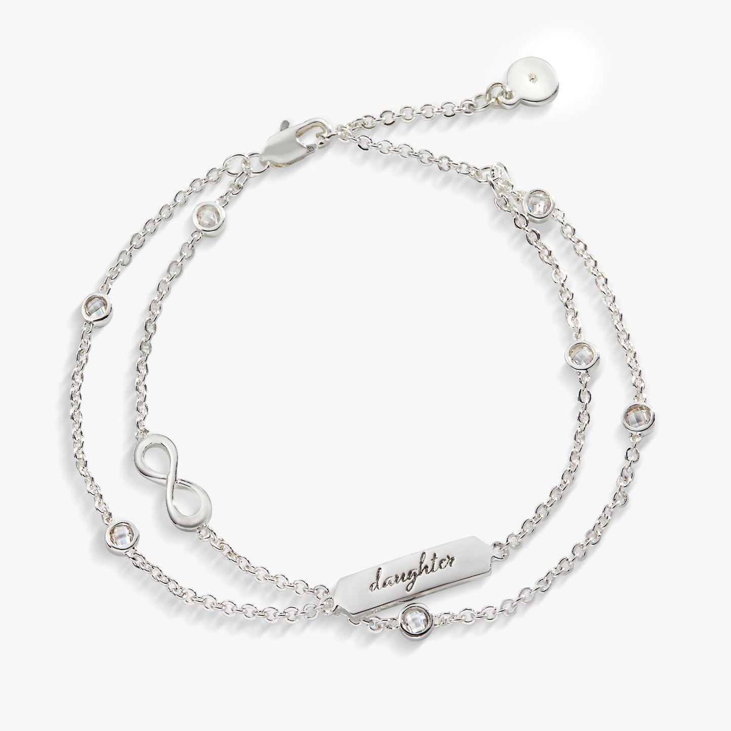 Daughter' Infinity Chain Bracelet, Adjustable Silver