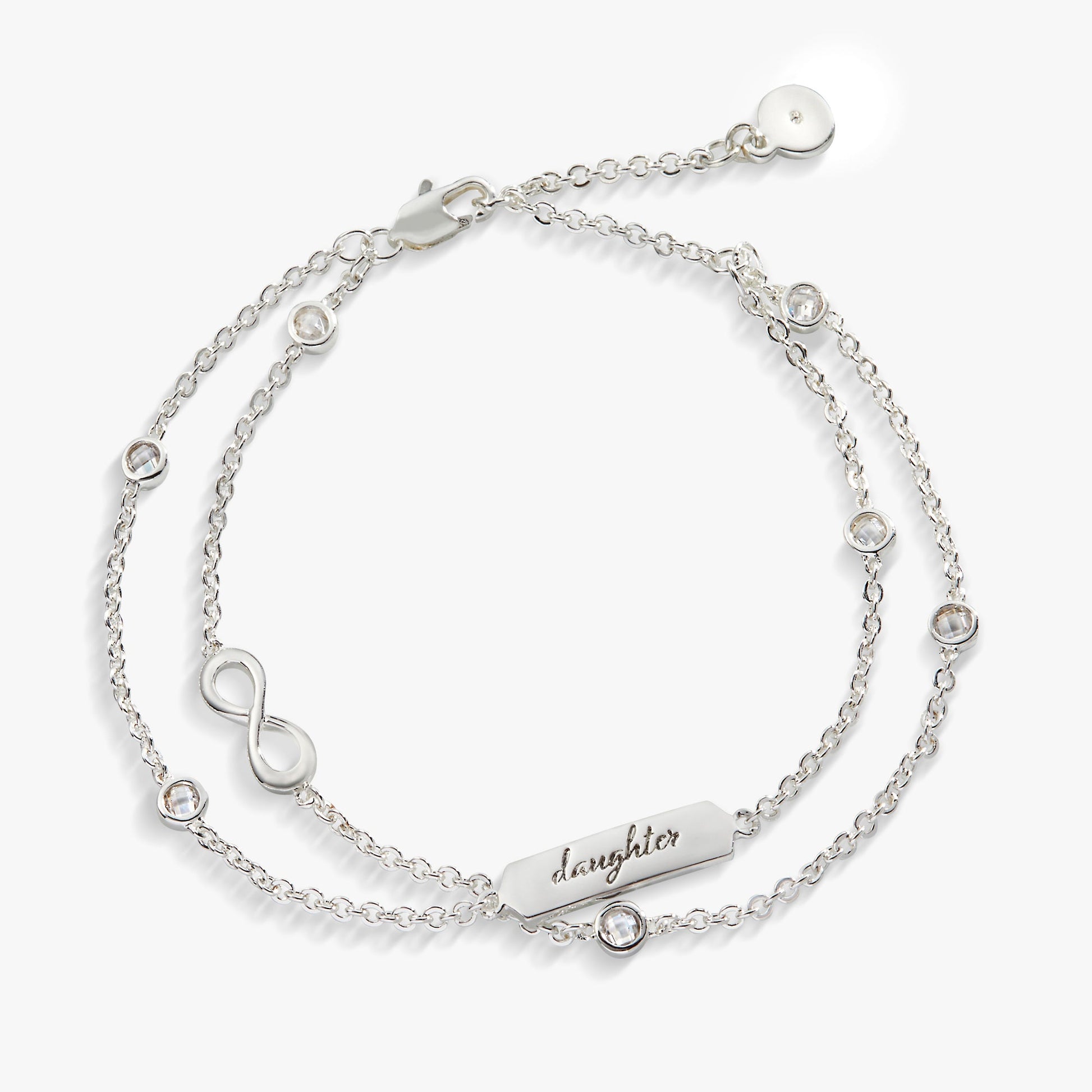 Daughter' Infinity Chain Bracelet, Adjustable Silver