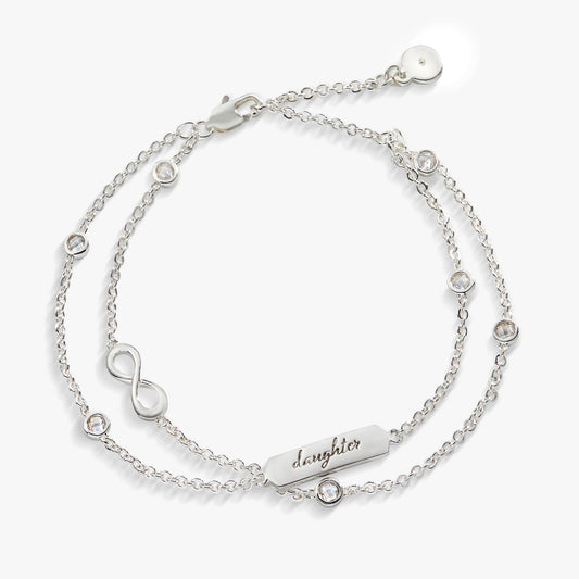 Daughter' Infinity Chain Bracelet, Adjustable Silver
