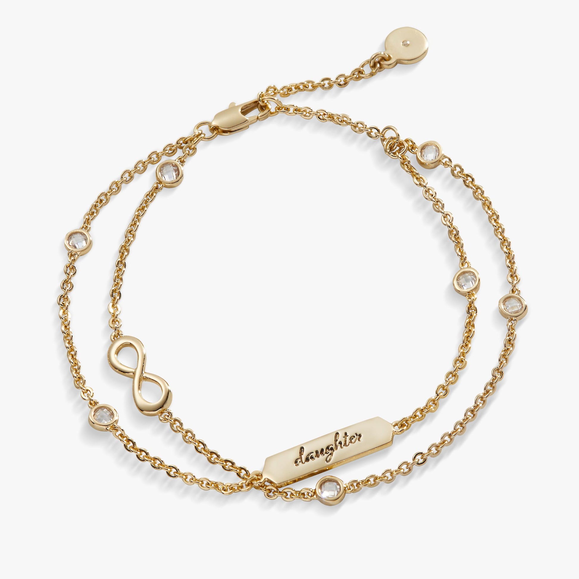 Daughter' Infinity Chain Bracelet, Adjustable Silver