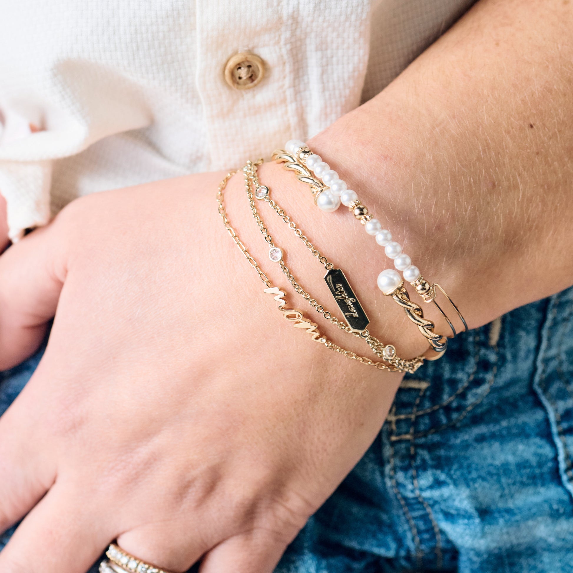 Daughter' Infinity Chain Bracelet, Adjustable Silver