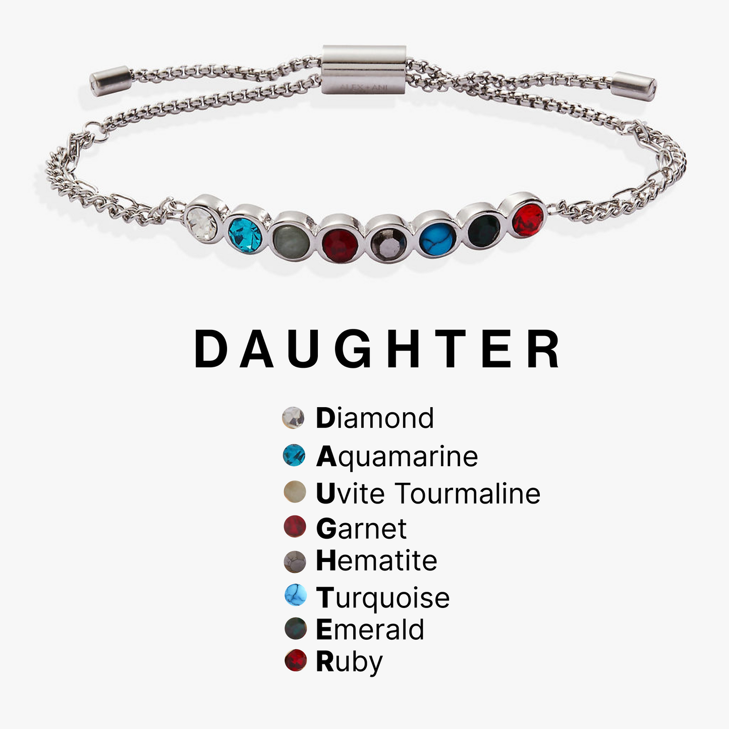 Daughter Acrostic Bolo Stainless Steel Gold