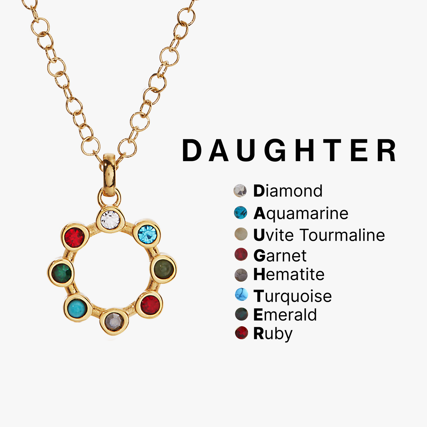 Daughter Crystal Necklace Stainless Steel Gold