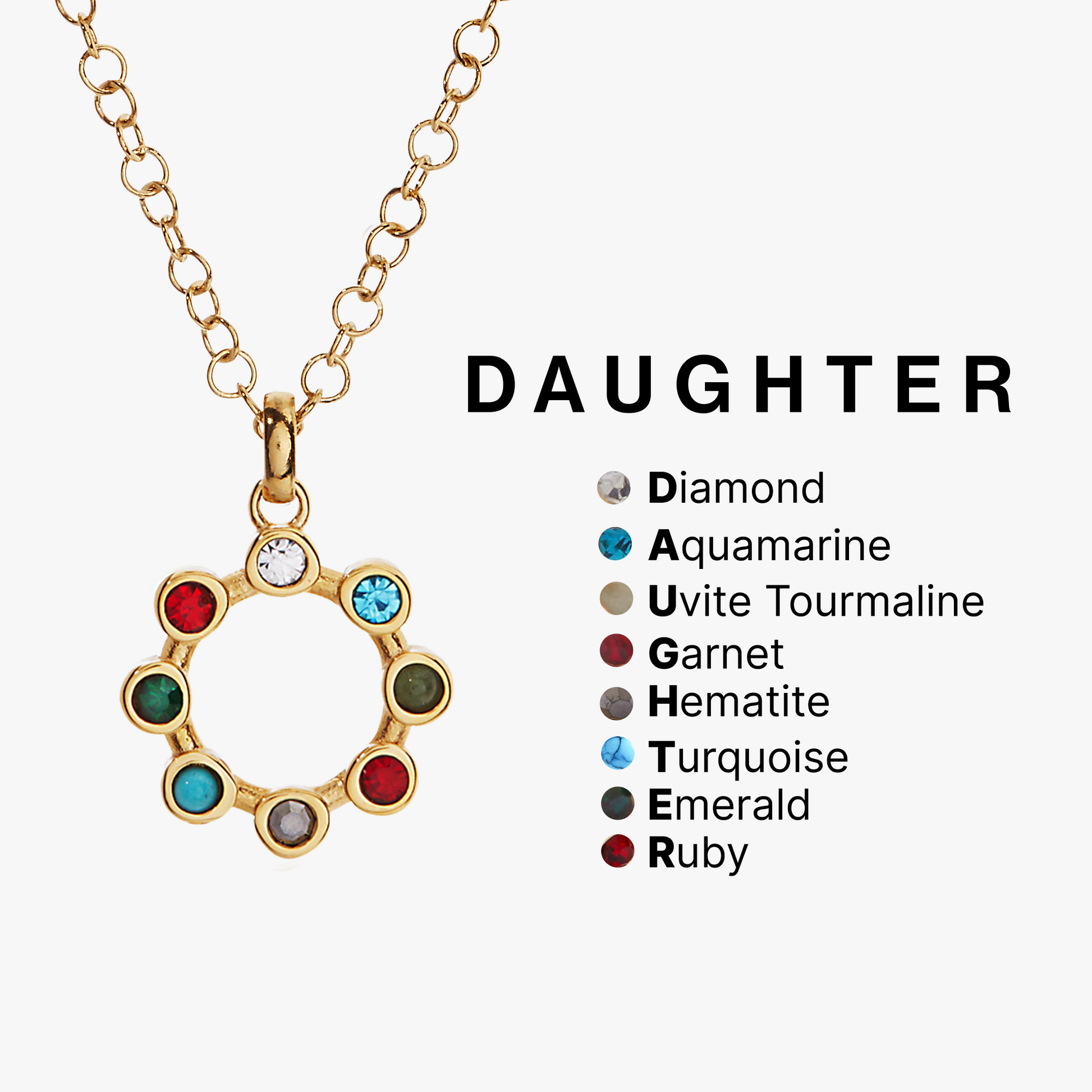 Daughter Crystal Necklace Stainless Steel Gold