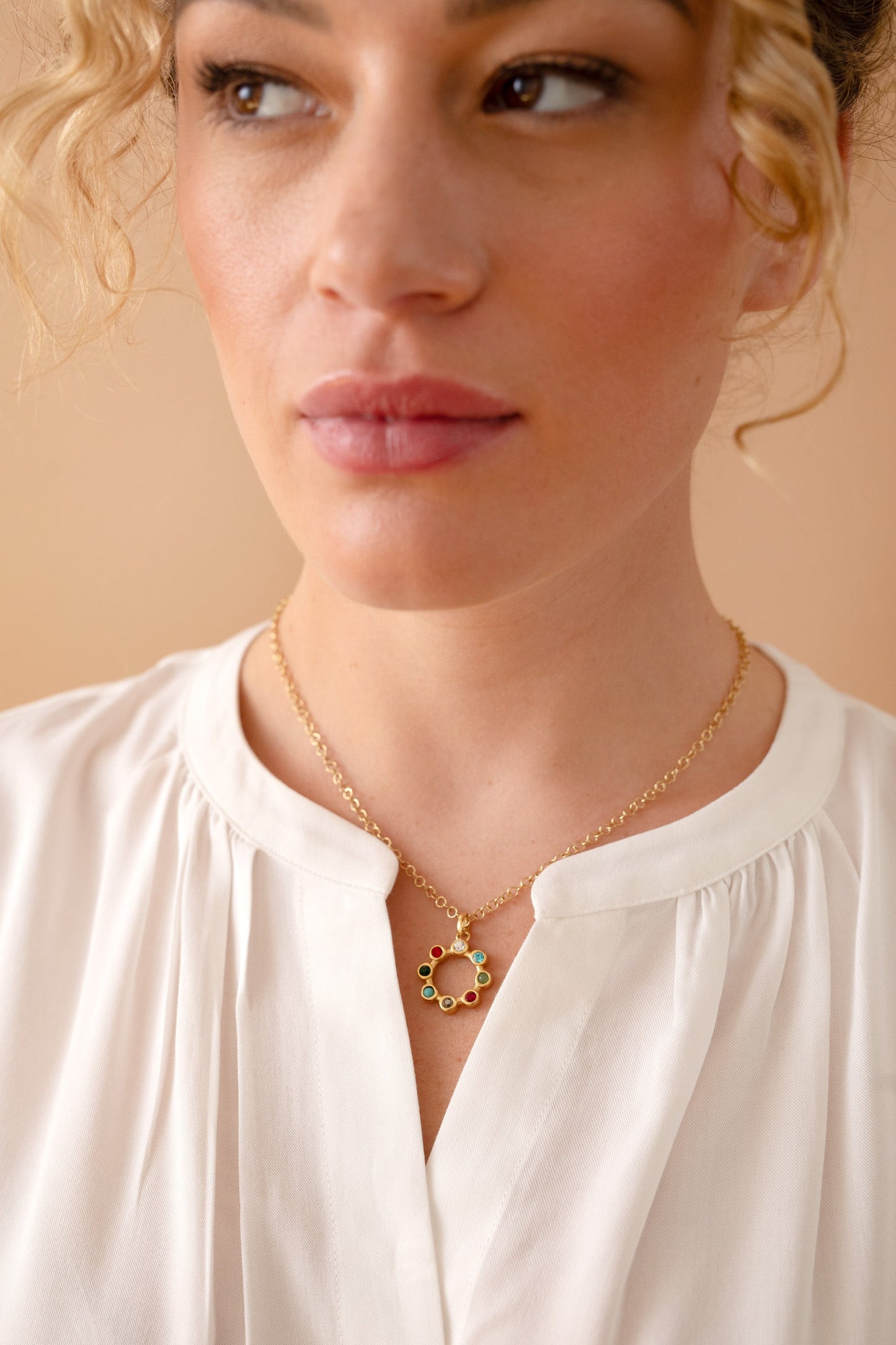 Daughter Crystal Necklace Stainless Steel Gold