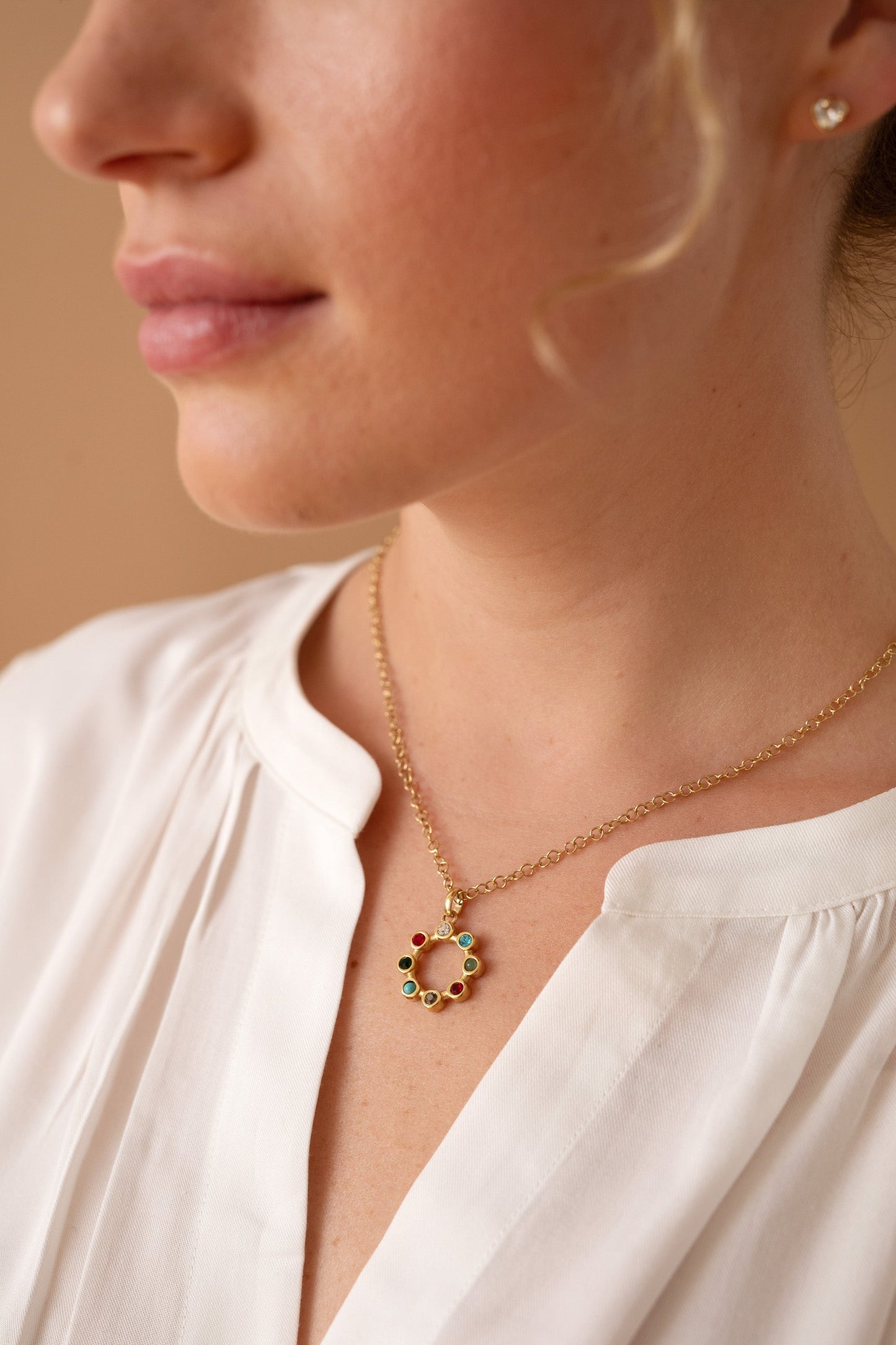 Daughter Crystal Necklace Stainless Steel Gold