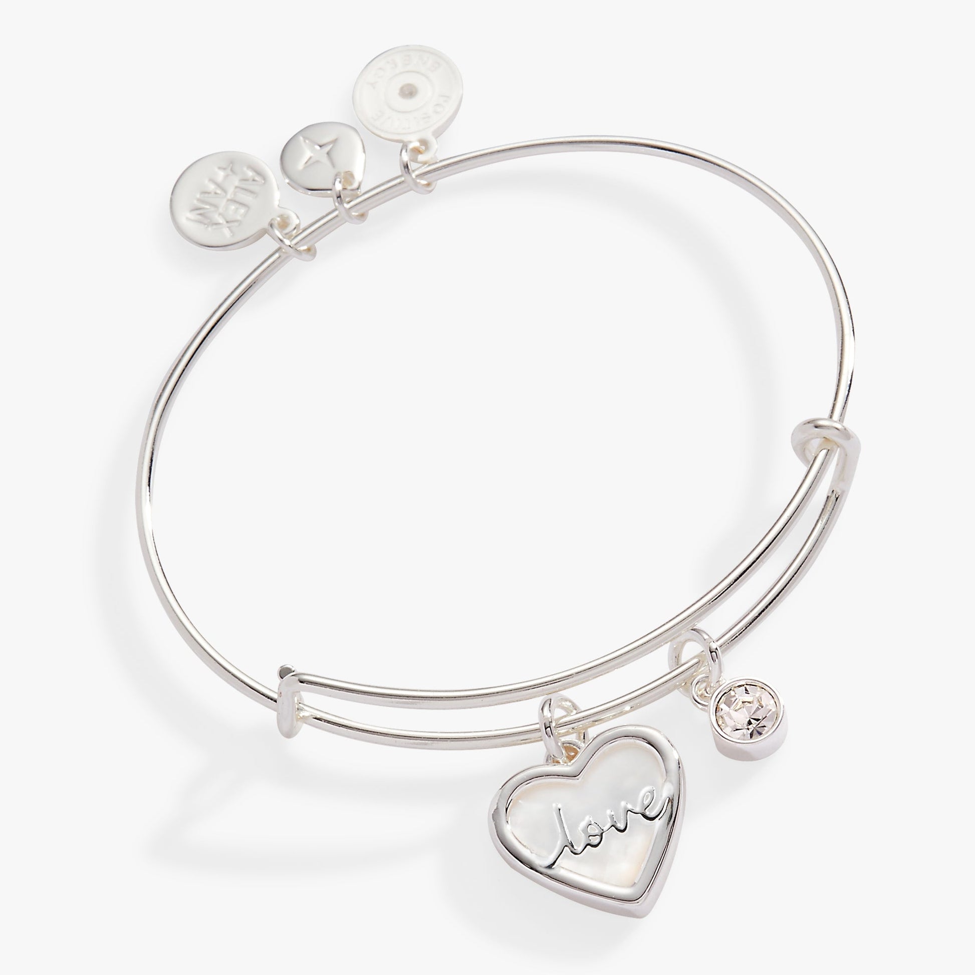 Love Mother of Pearl Bangle Silver