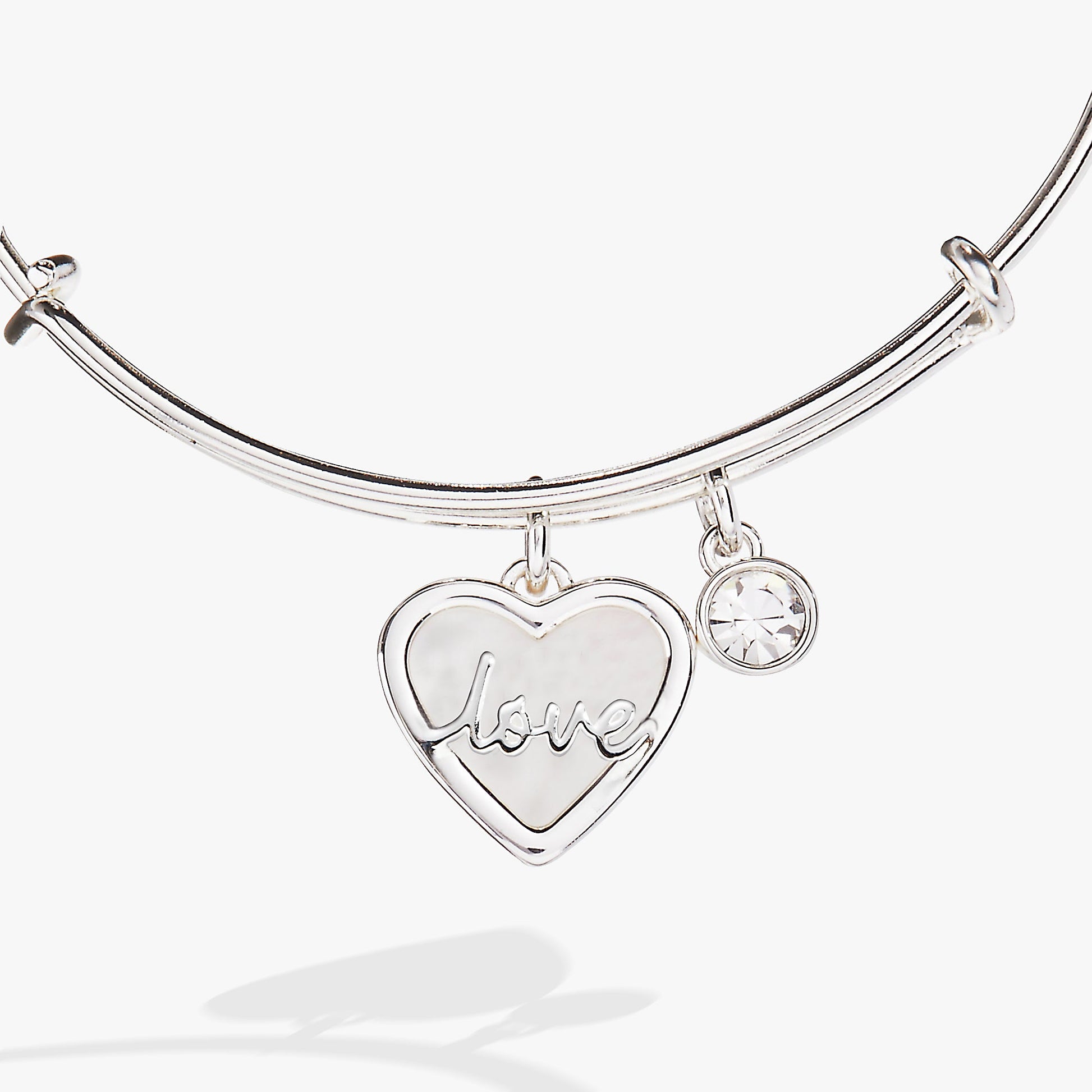 Love Mother of Pearl Bangle Silver