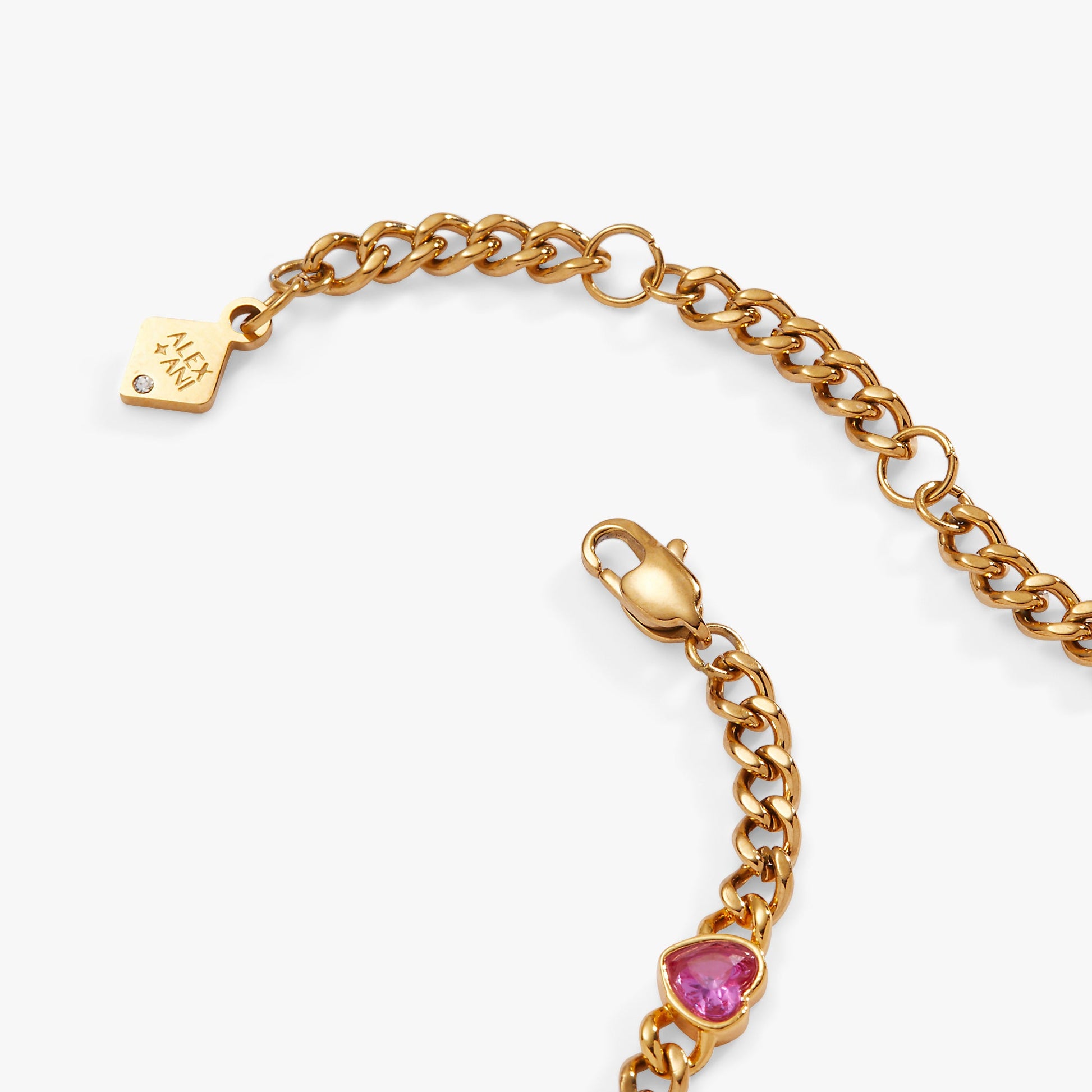 Heart Curb Chain Bracelet Stainless Steel Gold