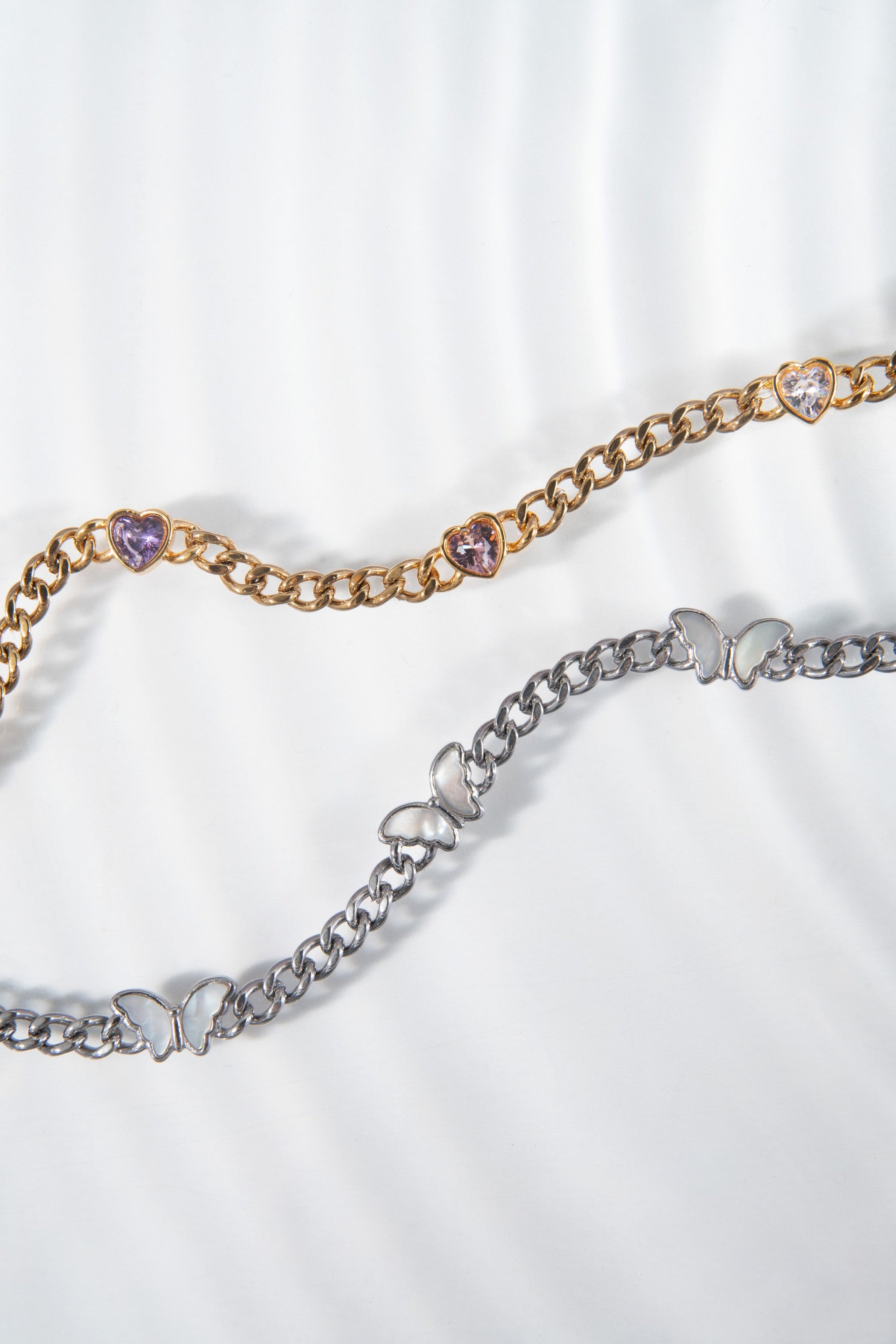 Heart Curb Chain Bracelet Stainless Steel Gold