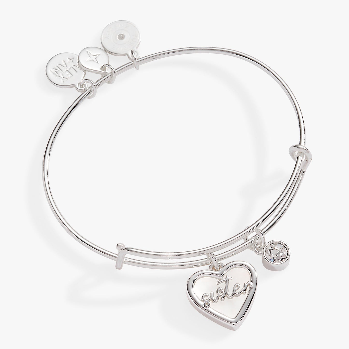 Sister Mother of Pearl Bangle Silver