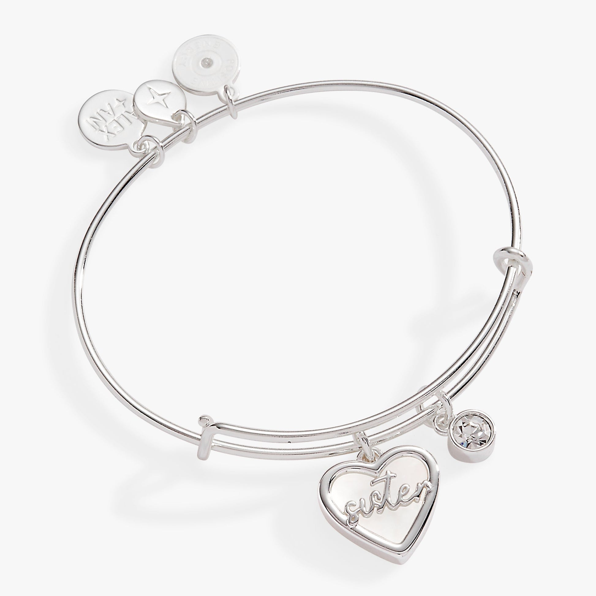 Sister Mother of Pearl Bangle Silver