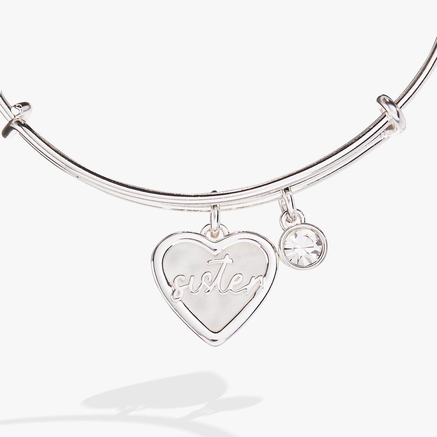 Sister Mother of Pearl Bangle Silver