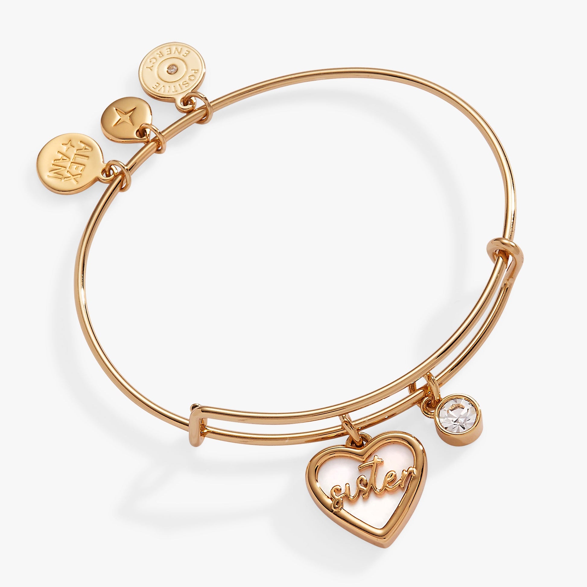 Sister Mother of Pearl Bangle Silver