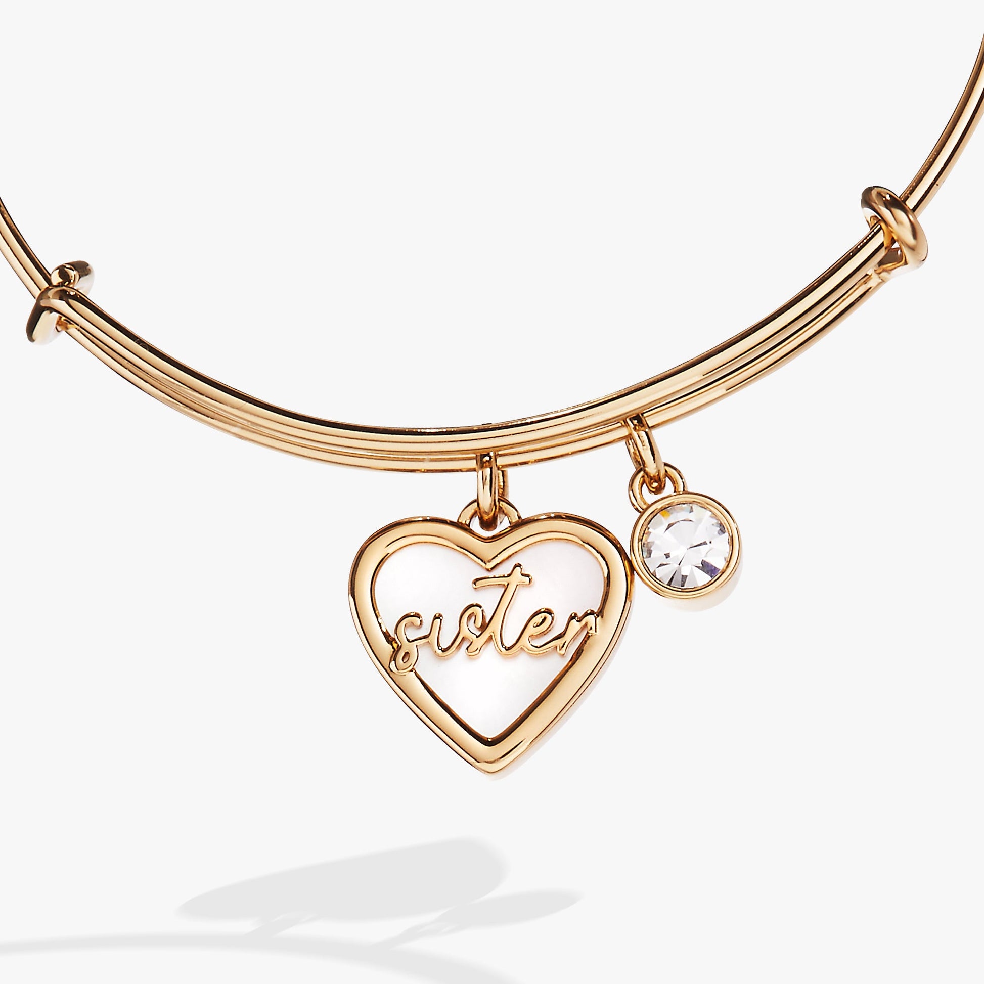 Sister Mother of Pearl Bangle Silver