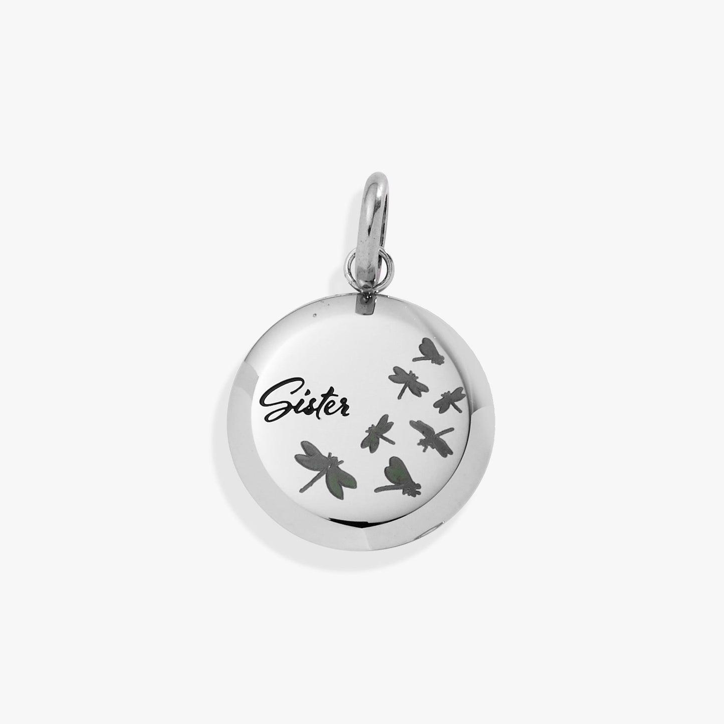 Sister Dragonfly Disc Charm Stainless Steel Gold