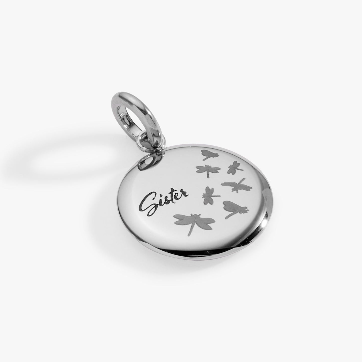 Sister Dragonfly Disc Charm Stainless Steel Gold