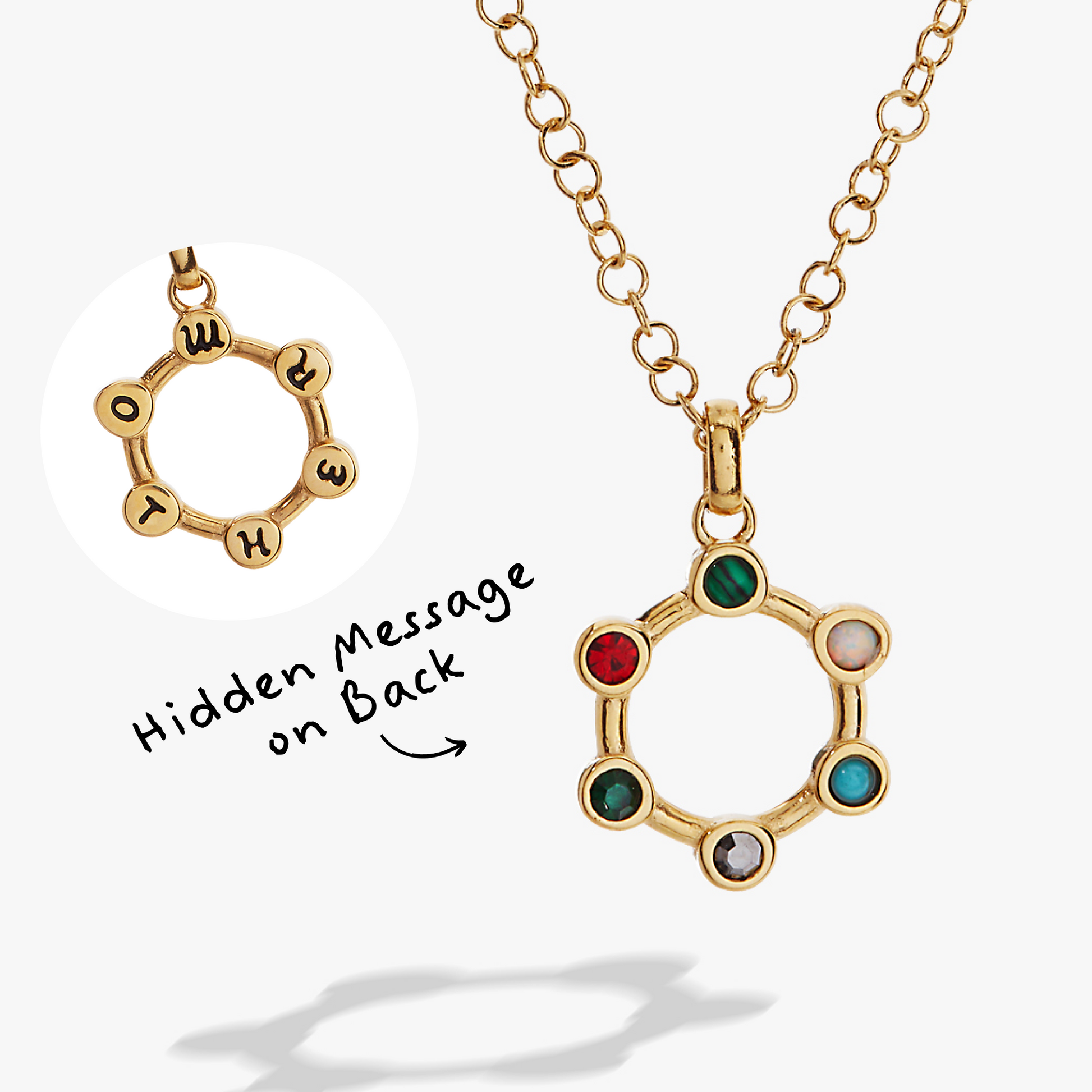 Mother Crystal Necklace Stainless Steel Gold