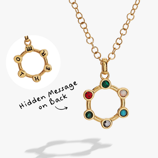 Mother Crystal Necklace Stainless Steel Gold