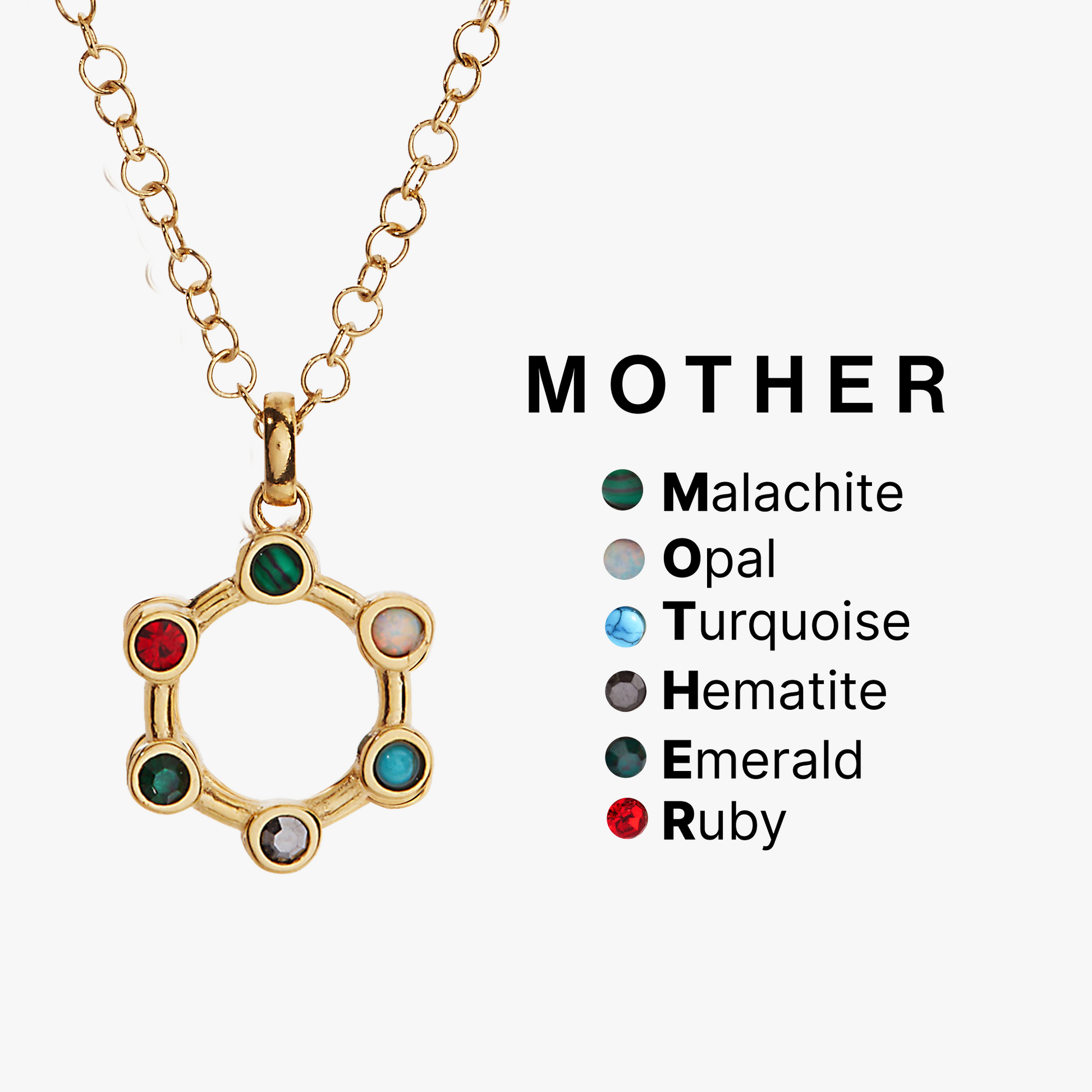Mother Crystal Necklace Stainless Steel Gold