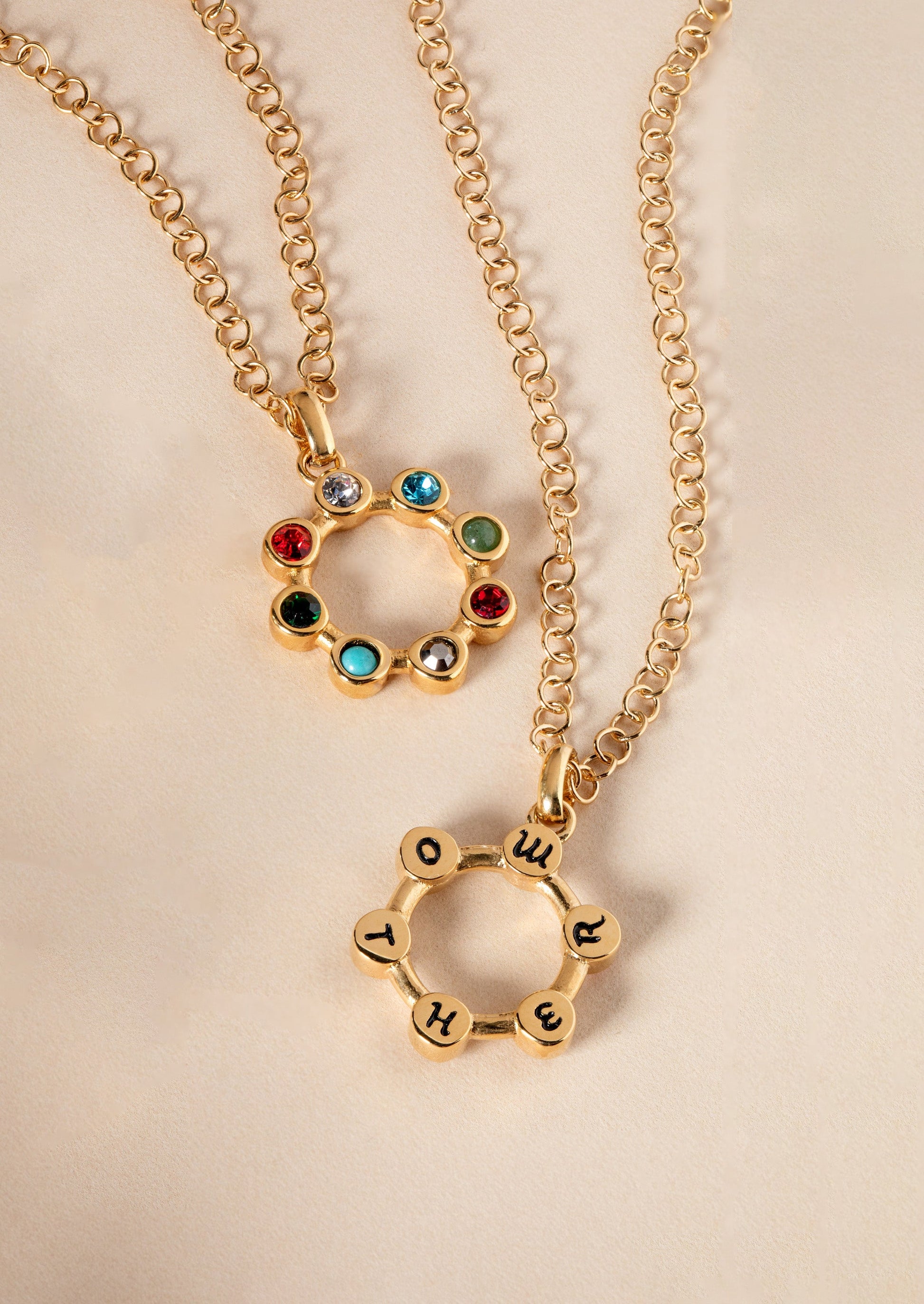 Mother Crystal Necklace Stainless Steel Gold