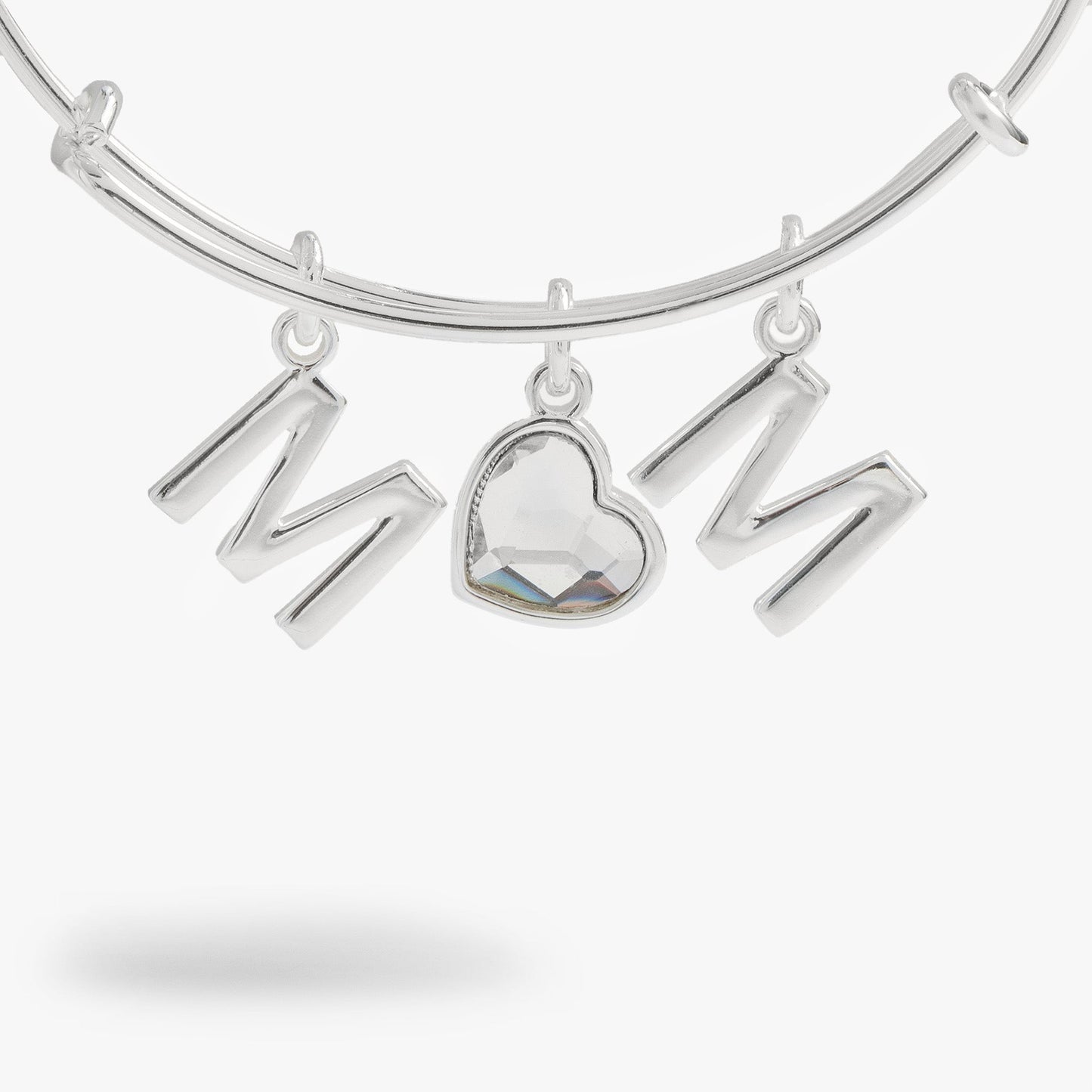 Crystal Mom Bangle Silver