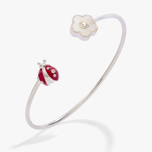 Ladybug and Daisy Flex Cuff Silver
