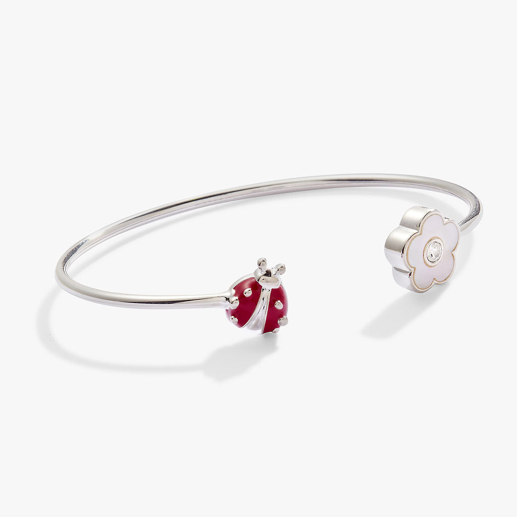 Ladybug and Daisy Flex Cuff Silver